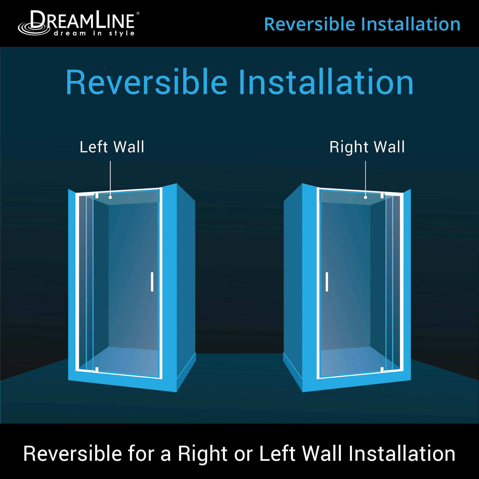DreamLine Flex 36x36x74.75 Inch Semi-Frameless Pivot Shower Door with SlimLine Base Kit - Bathroom Remodeling & Modern Home Upgrade