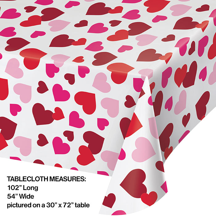 12-Piece Bulk Valentine's Day Heart-Shaped Plastic Table Covers - Party Decorations for Romantic Dinners, Weddings & Anniversary Celebrations