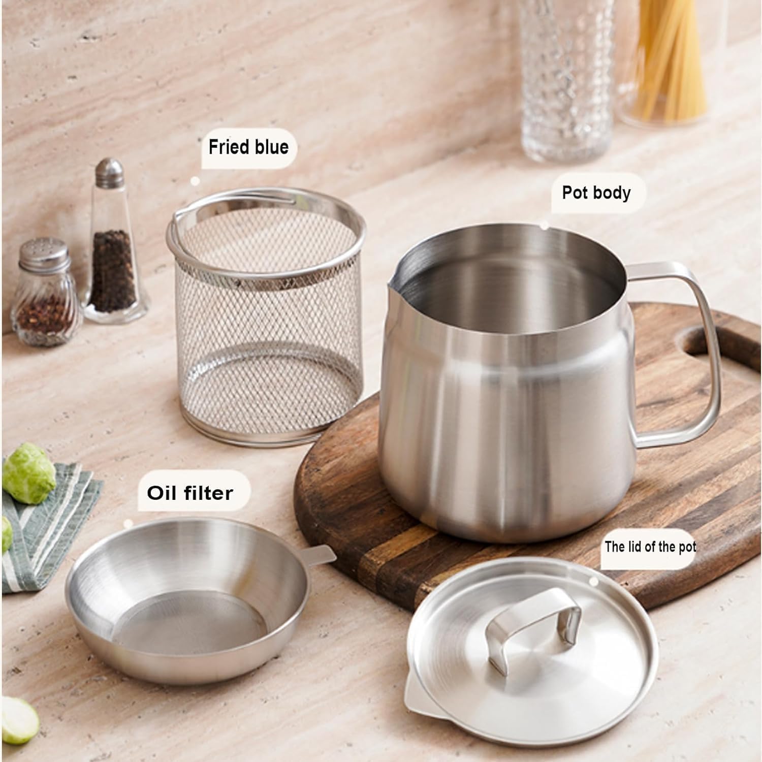 2-in-1 Stainless Steel 304 Oil Filter Pot - Multi-functional Kitchen Oil Strainer & Mini Fryer Filter Cup Combo for Cooking, Frying, and Oil Recycling - Perfect for Home Kitchens, Restaurants, and Food Trucks