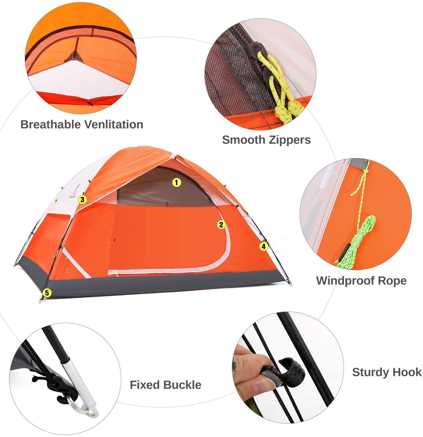 CAMEL CROWN 2-5 Person Waterproof Camping Tent - Lightweight & Spacious for Hiking/Backpacking
