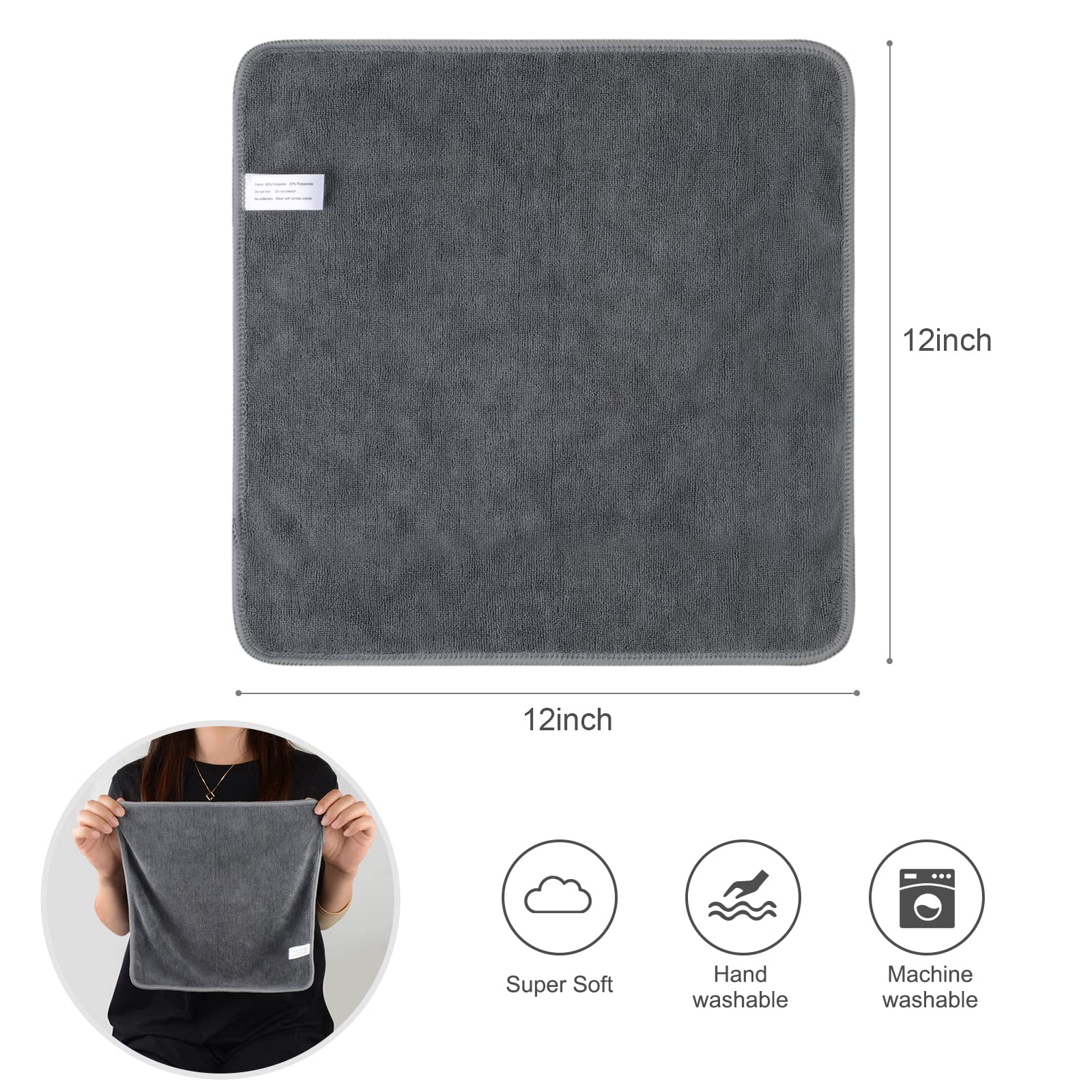 Premium Microfiber Cleaning Cloths - Ultra Absorbent, Streak-Free, Lint-Free Reusable Towels (12