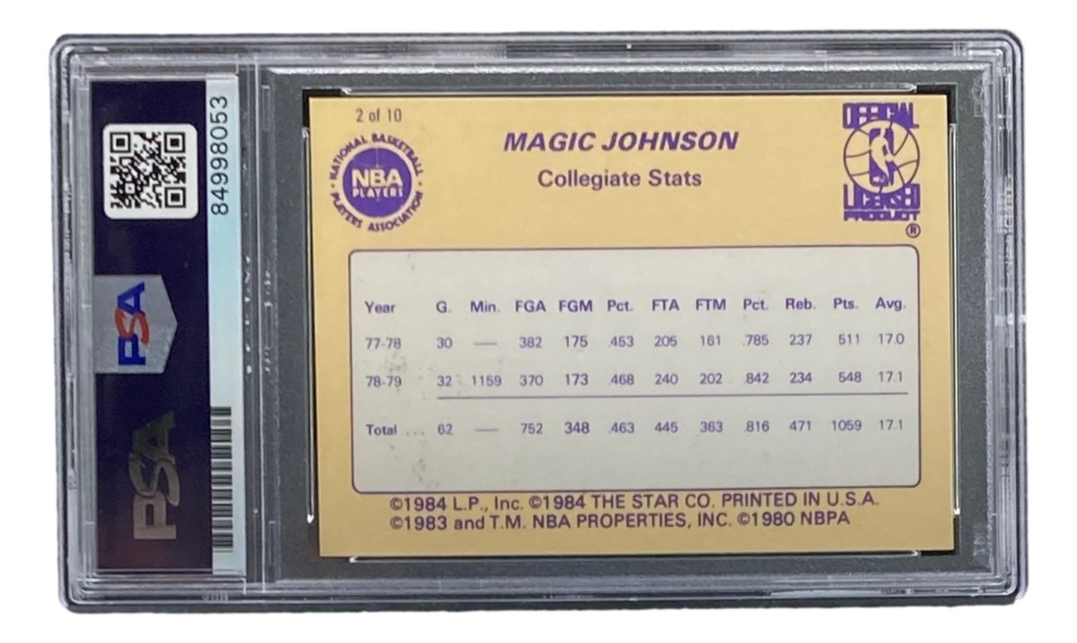 Magic Johnson Autographed 1986 LA Lakers #2 Star Trading Card - PSA/DNA Certified Gem Mint 10 - Perfect for NBA Memorabilia Collectors & Sports Fans Display