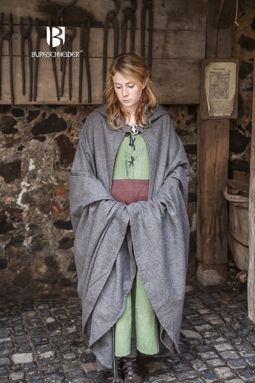 Wool Hooded Cloak for Men & Women - Warm Hibernus Grey Winter Cape with Hood - Perfect for Renaissance Fairs, Cosplay, and Cold Weather Outdoors