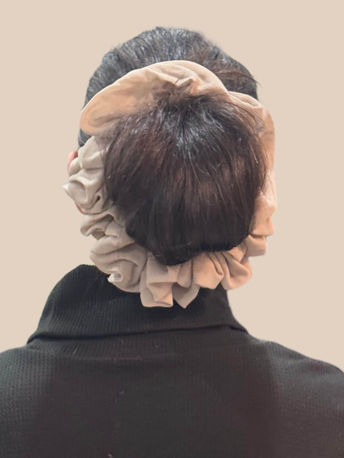 Elegant Nude Chiffon Hijab Scrunchie - Soft Muslim Hair Accessory for Women, Perfect for Daily Wear, Prayer & Special Occasions