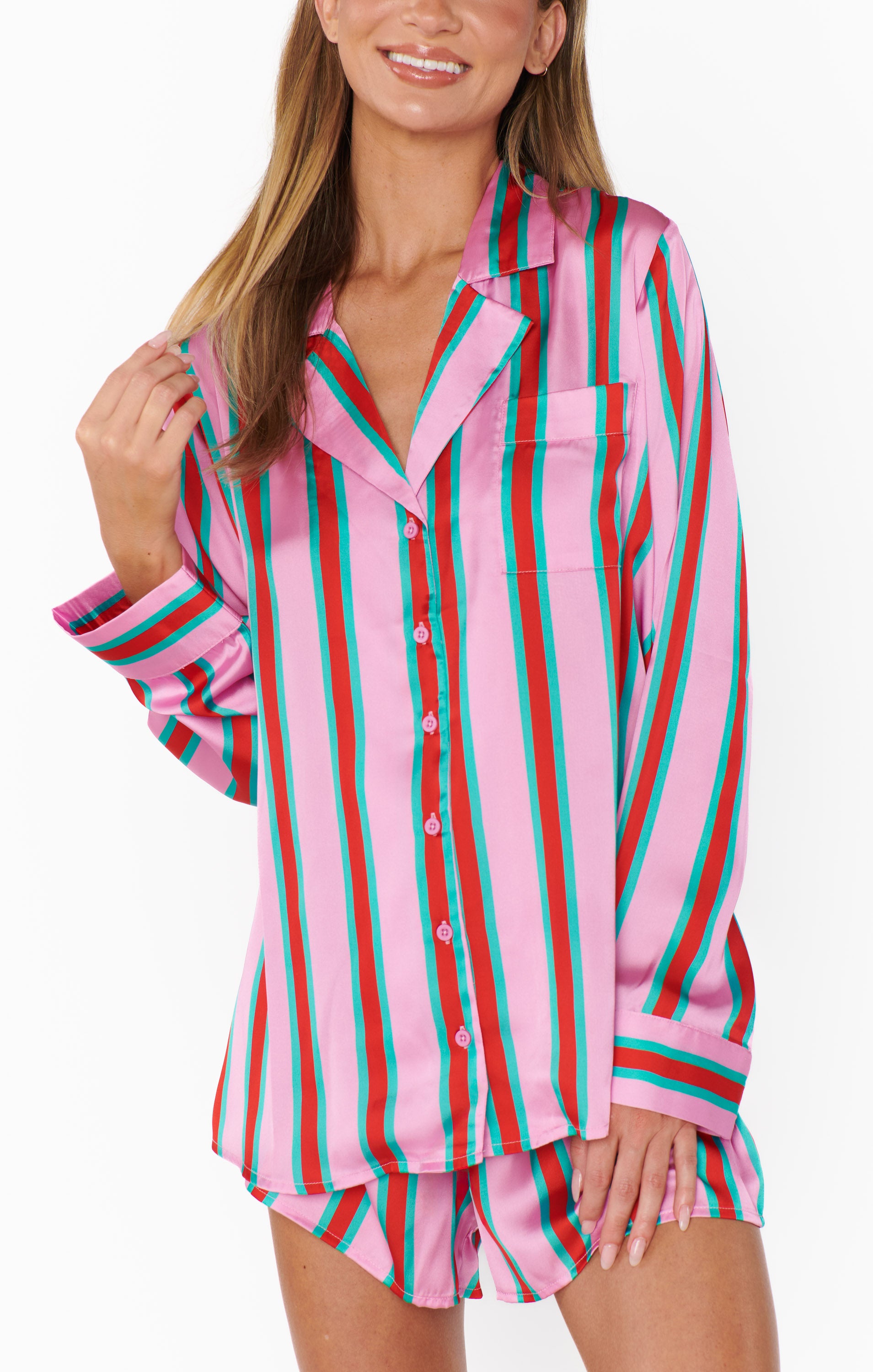 Porto Stripe Silky Pajama Set for Women - Soft & Comfortable Sleepwear for Beauty Sleep, Lounge & Relaxation at Home
