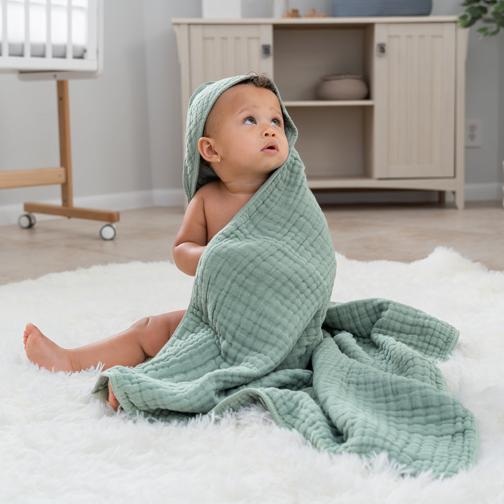 Comfy Cubs Ultra Soft Muslin Cotton Hooded Baby Towel - Newborn Bath & Swim Wrap, Perfect for Infants, Toddlers, and Kids - Ideal for Bath Time, Swimming, Beach, and Spa Days