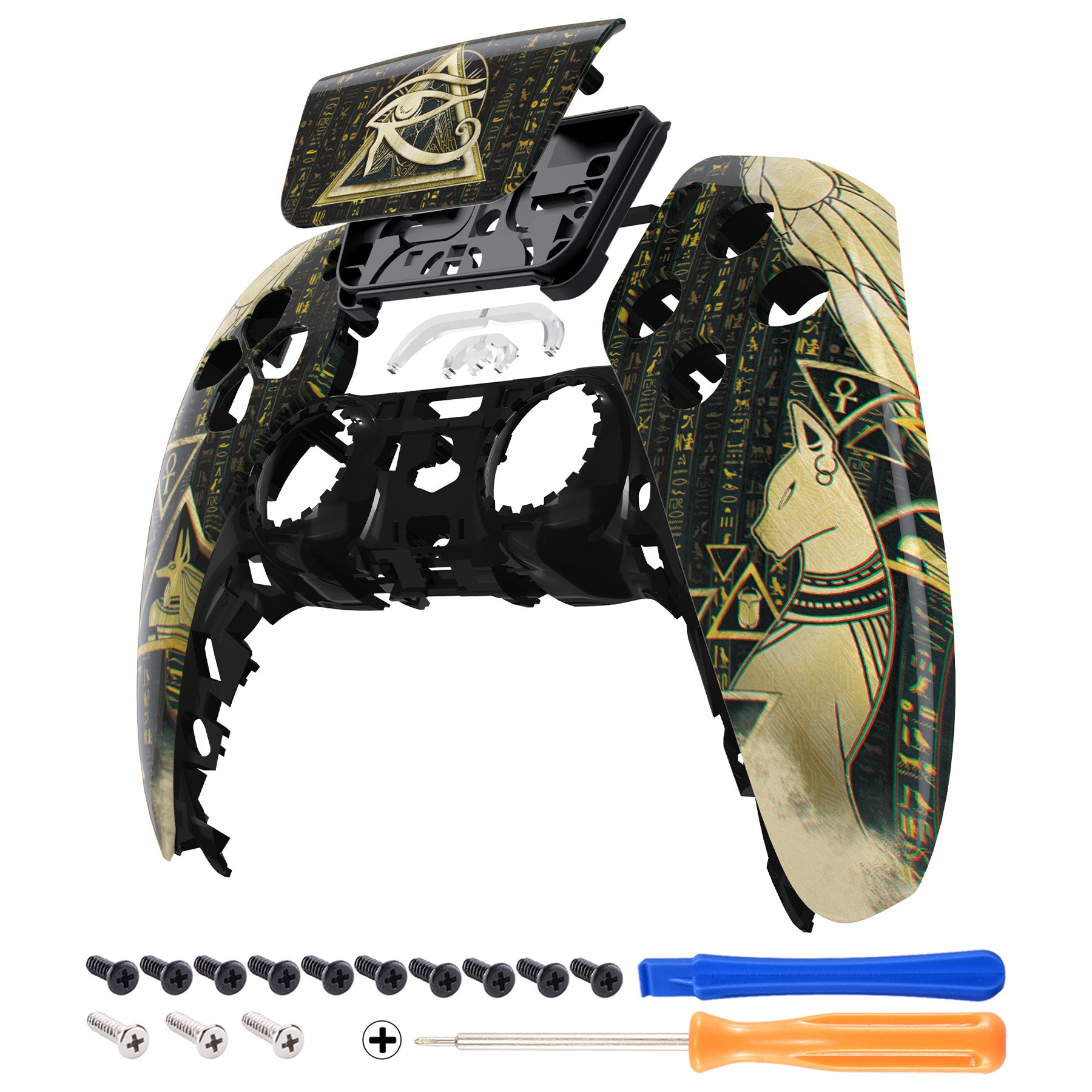eXtremeRate PS5 Controller Front Housing Shell Replacement - Compatible with BDM 010/020/030/040/050 Models - Custom Touchpad Cover - Eye of Providence Pyramid Design - Perfect for Gaming, Customization & Controller Repair