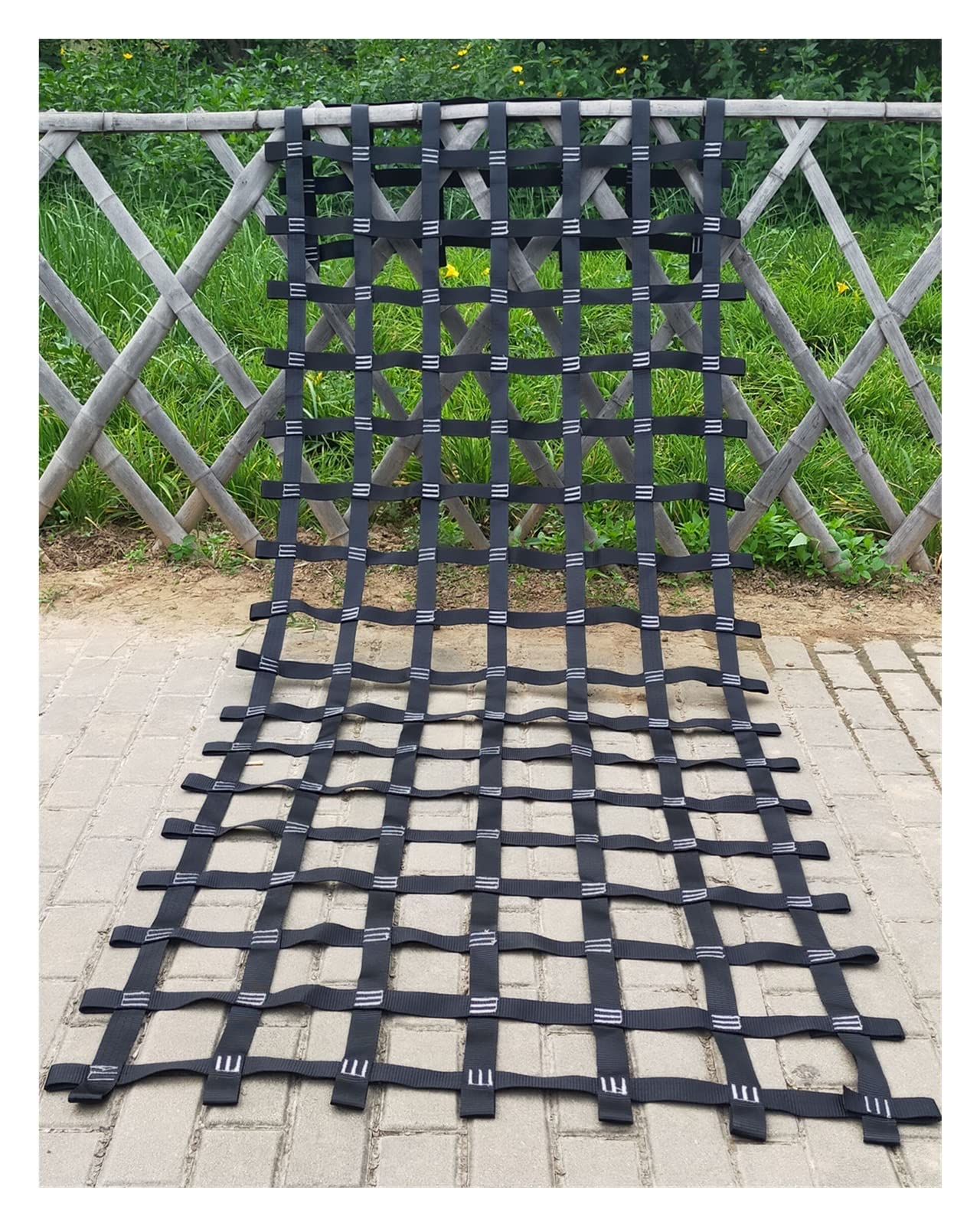 Kids Cargo Net Climbing Rope Ladder - Durable Polyester Webbing for Jungle Gym, Ninja Course & Treehouse Accessories - Indoor Playground & Outdoor Backyard Swing Set Equipment (Black) - Perfect for Backyard Adventures, Playground Fun and Ninja Warrior Training