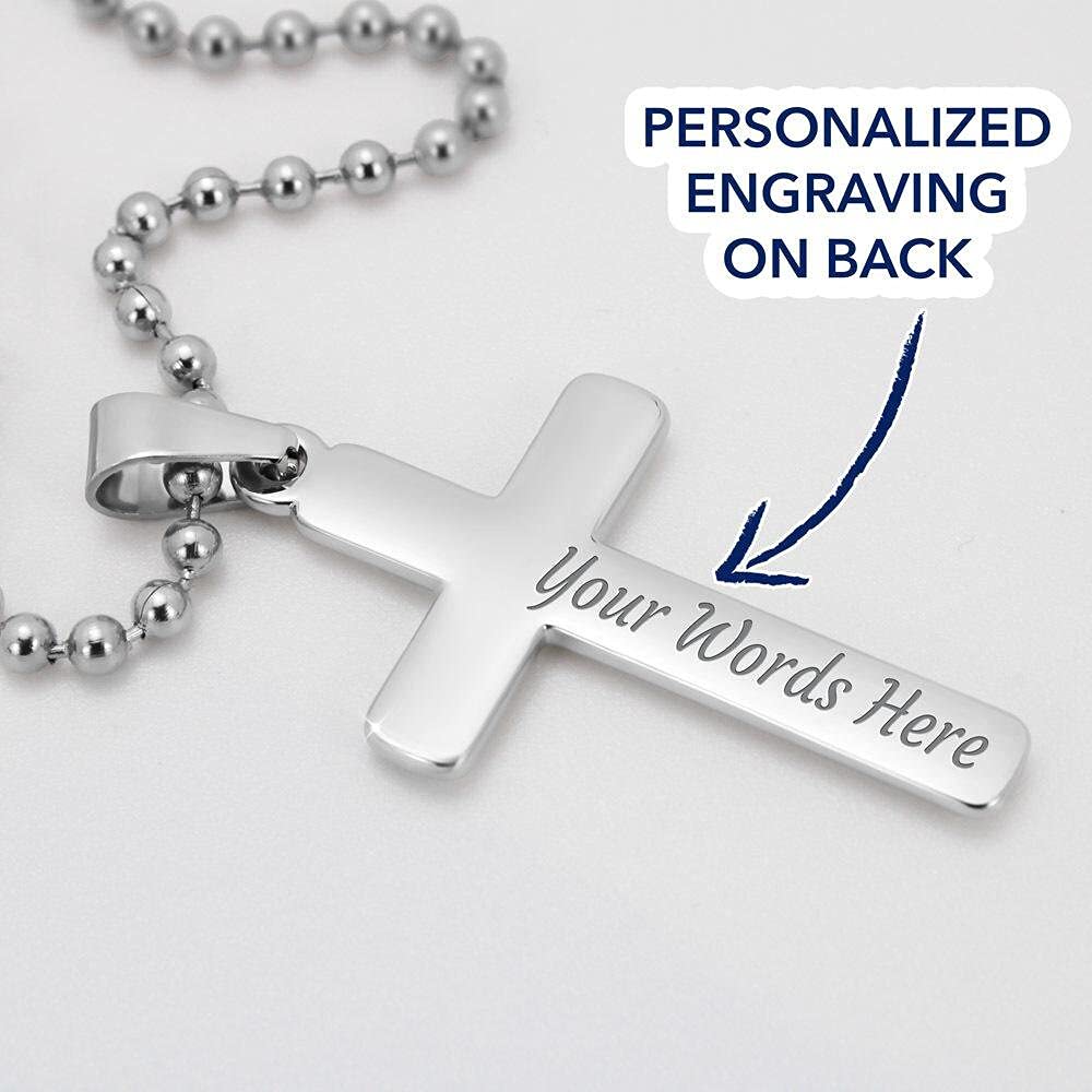 Personalized Cross Necklace for Dad - Handmade Father's Day Gift from Daughter | Custom Engraved Jewelry for Birthday & Appreciation
