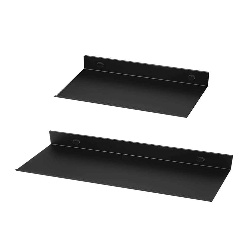 Cabilock 1 Set Black Aluminum Wall Mounted Shelf - Floating Spice Rack & Bathroom Storage Organizer for Kitchen, Bathroom - Space Saving Solution for Small Spaces (Perfect for Spices, Toiletries & Decor)