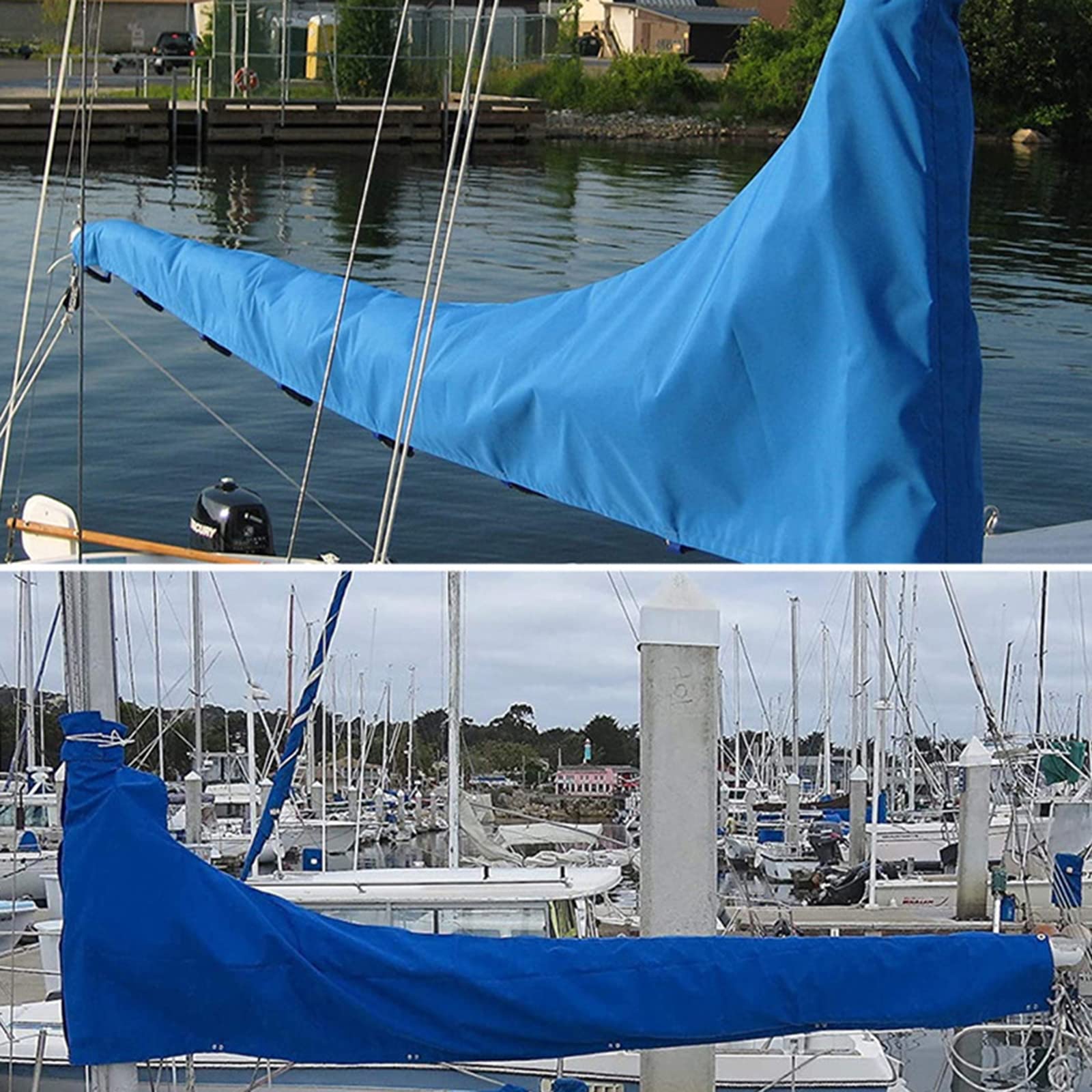 600D Heavy Duty Waterproof Sail Cover for Boats 12-13ft (396x117cm) - UV Resistant, Windproof & Snowproof Mainsail Boom Protection - Ideal for Sailboat Storage, Mooring & Harsh Weather Protection