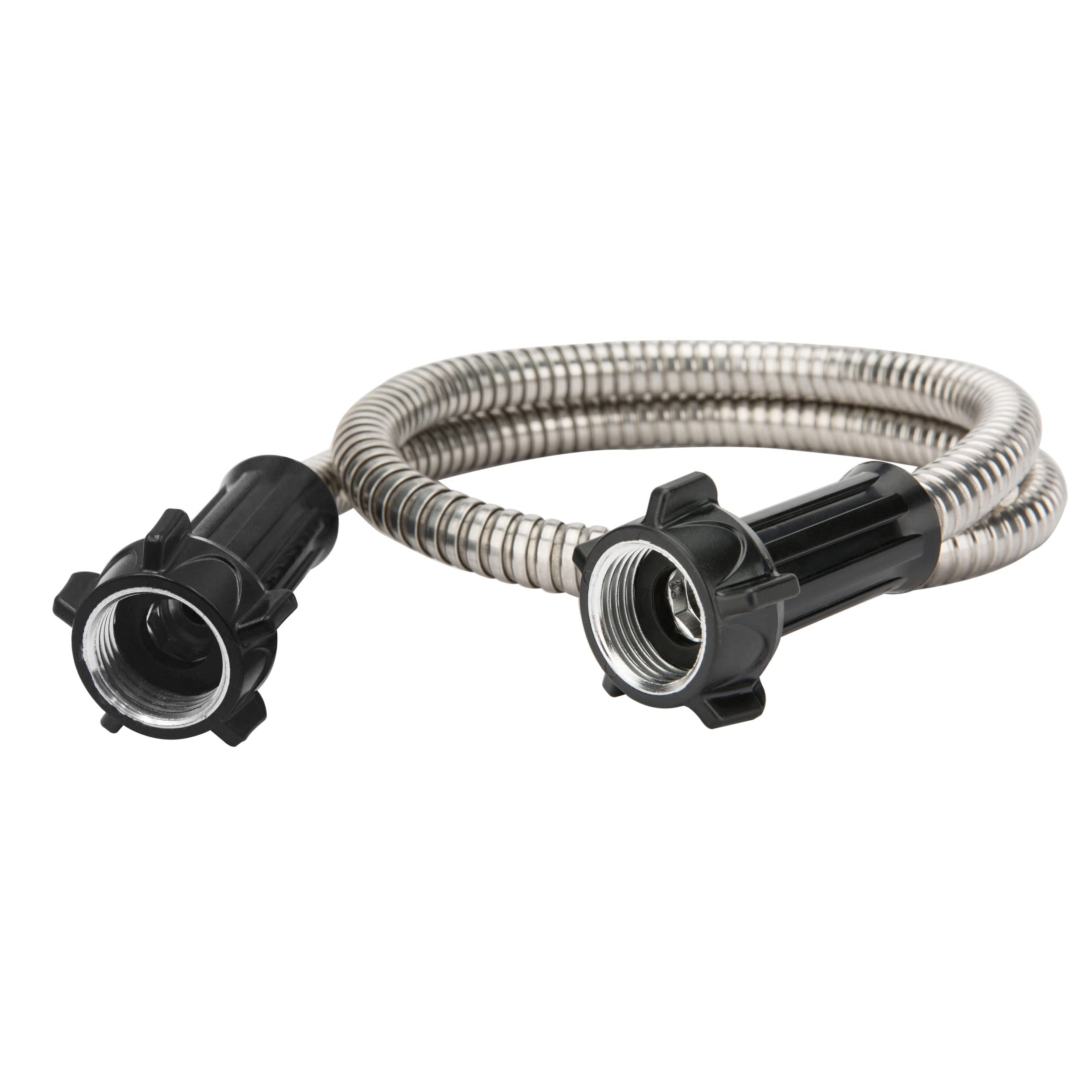 Yanwoo 5ft Heavy Duty 304 Stainless Steel Garden Hose with Female to Female Connector - Durable Metal Water Hose for Outdoor Gardening, Car Washing & Yard Cleaning