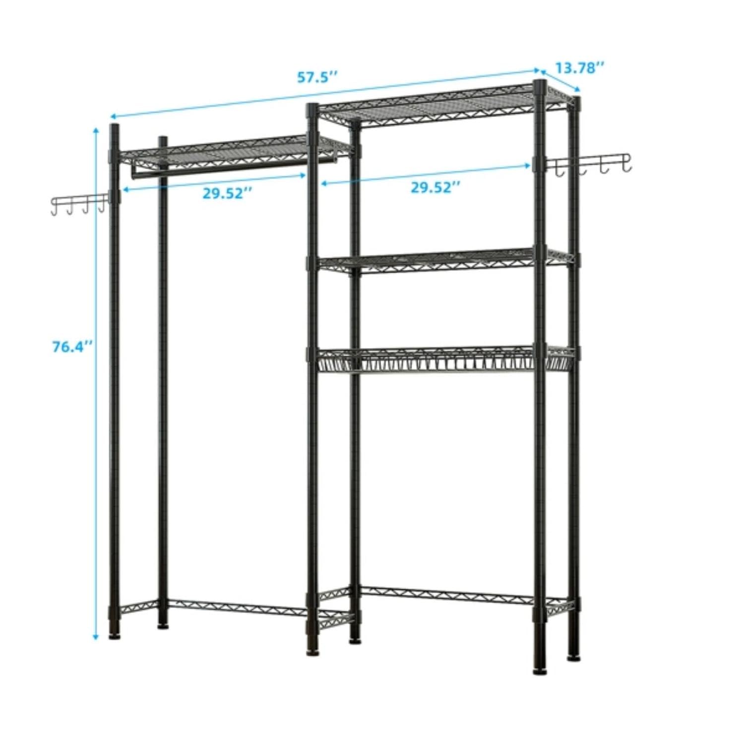 4-Tier Over Washer and Dryer Shelf - Freestanding Metal Laundry Room Storage Organizer (57.5
