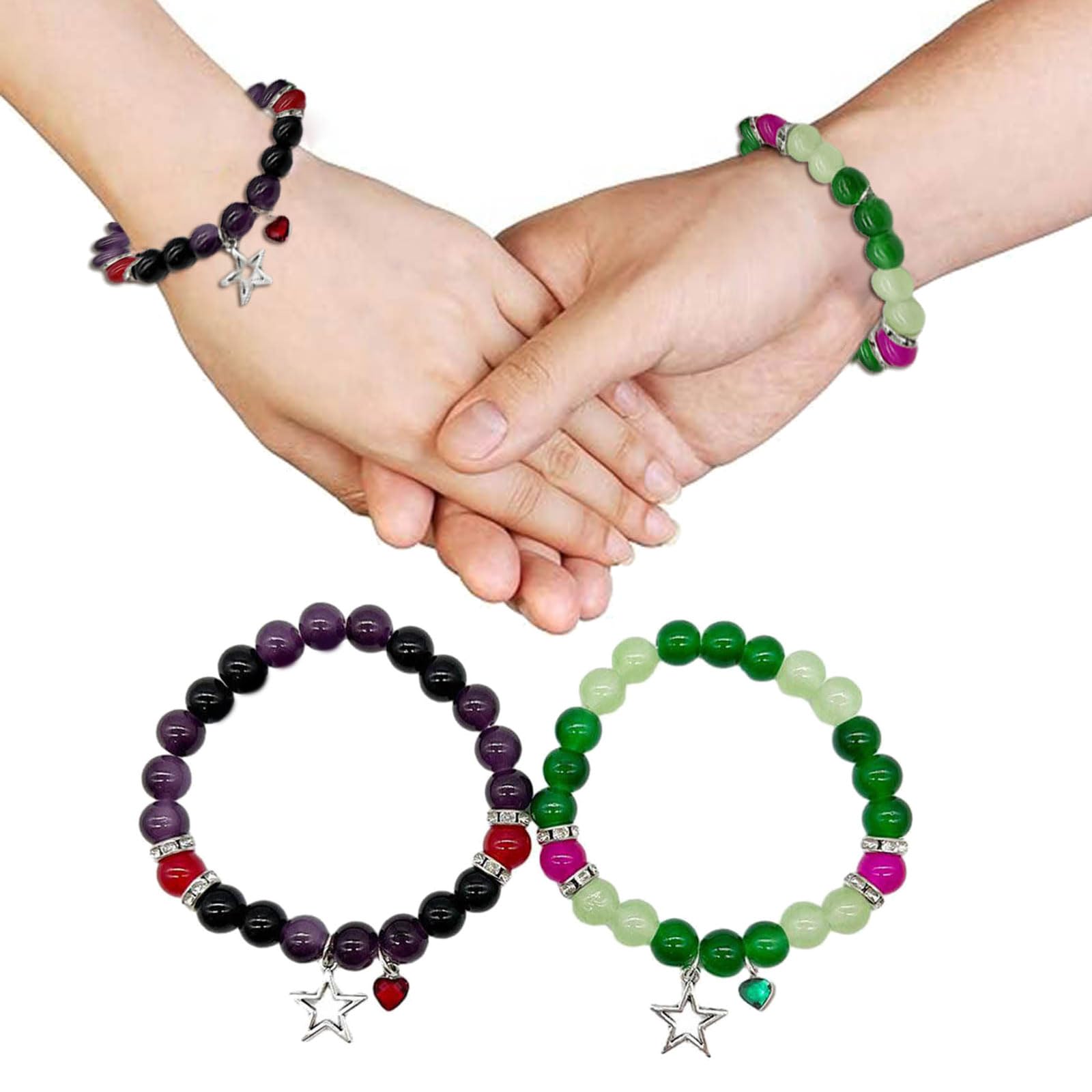FENOHREFE Y2K Star Guitar Acrylic Bead Bracelet - Stackable Five-Pointed Star Bracelet for Women & Men | Cool Couple Matching Accessories for Music Lovers, Concerts & Festival Fashion