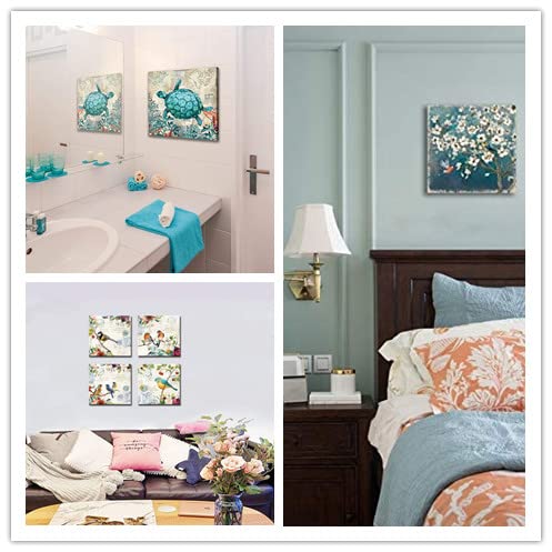 Framed Sea Turtle Canvas Wall Art - Coastal Beach Decor for Bathroom, Bedroom & Living Room | Ready to Hang Ocean Themed Print for Home Decoration | Perfect for Beach Houses, Vacation Rentals & Nautical Themed Spaces