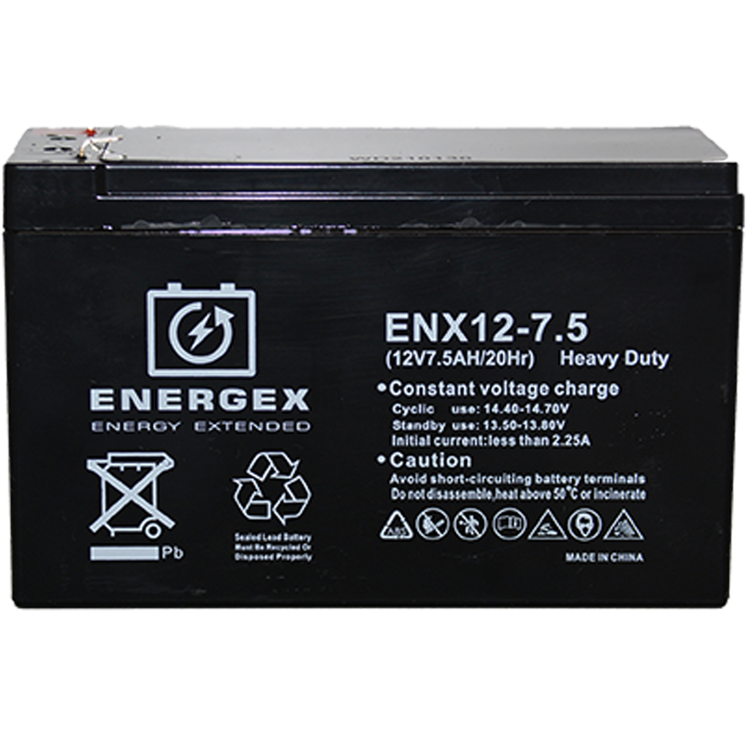 Energex 12V 7.5Ah F1 Alarm Battery - Rechargeable Sealed Lead Acid (SLA) Battery for Security Systems, Emergency Lights & Backup Power - Perfect for Home & Business Safety Devices