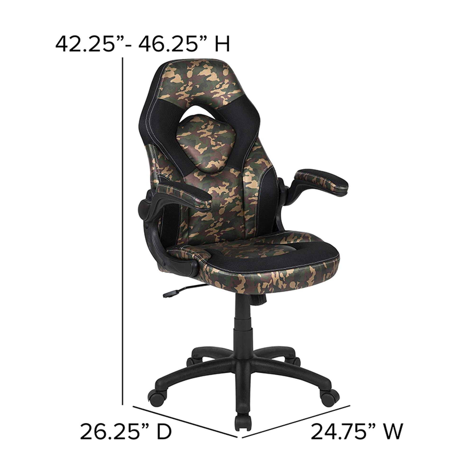 Flash Furniture Red Gaming Desk & Camouflage Black Racing Chair Set with Cup Holder & Headphone Hook - Perfect for Gamers, Streamers & Home Office Setup