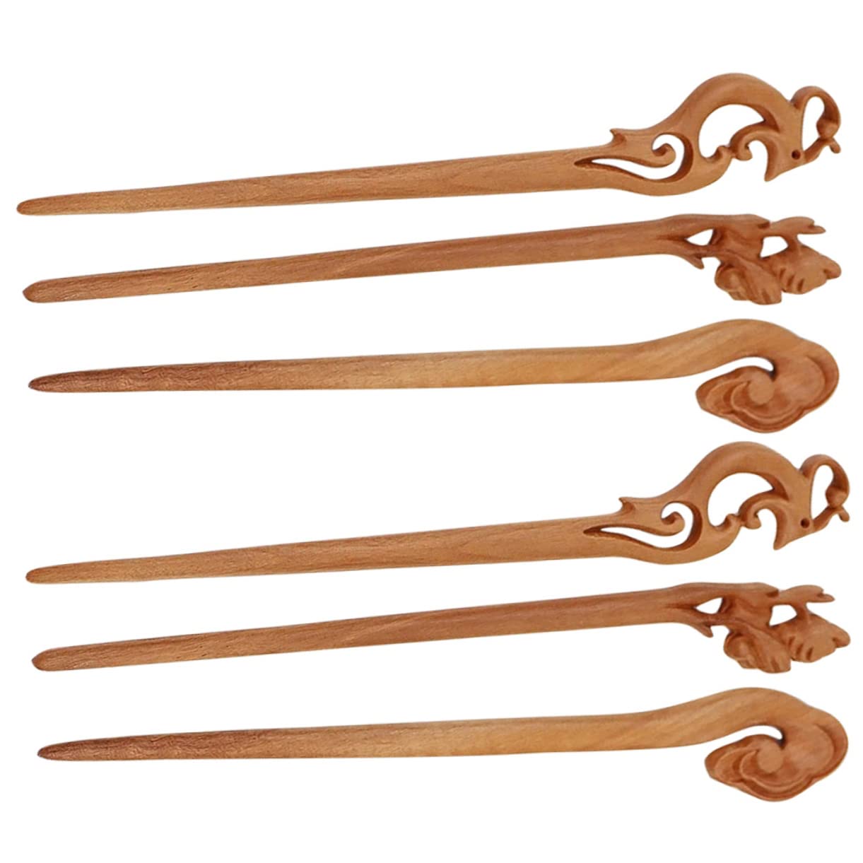 FRCOLOR 6pcs Handmade Mahogany Hair Sticks - Vintage Wooden Hair Pins for Women, Hair Chopsticks & Bun Holders - Perfect for Updos, Buns & Retro Hairstyles - Elegant Hair Accessories for Weddings, Parties & Everyday Wear