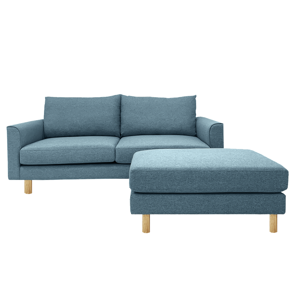 Toby Sofa with Ottoman - EcoClean Fabric, Modern Living Room Furniture for Small Spaces | Perfect for Apartments, Lounging & Movie Nights