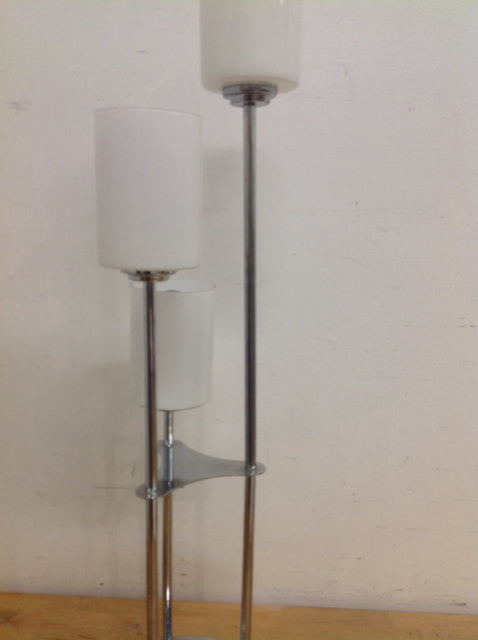 34 Chrome 3 White Glass Table Lamp - Modern Home Decor for Living Room, Bedroom & Office Lighting