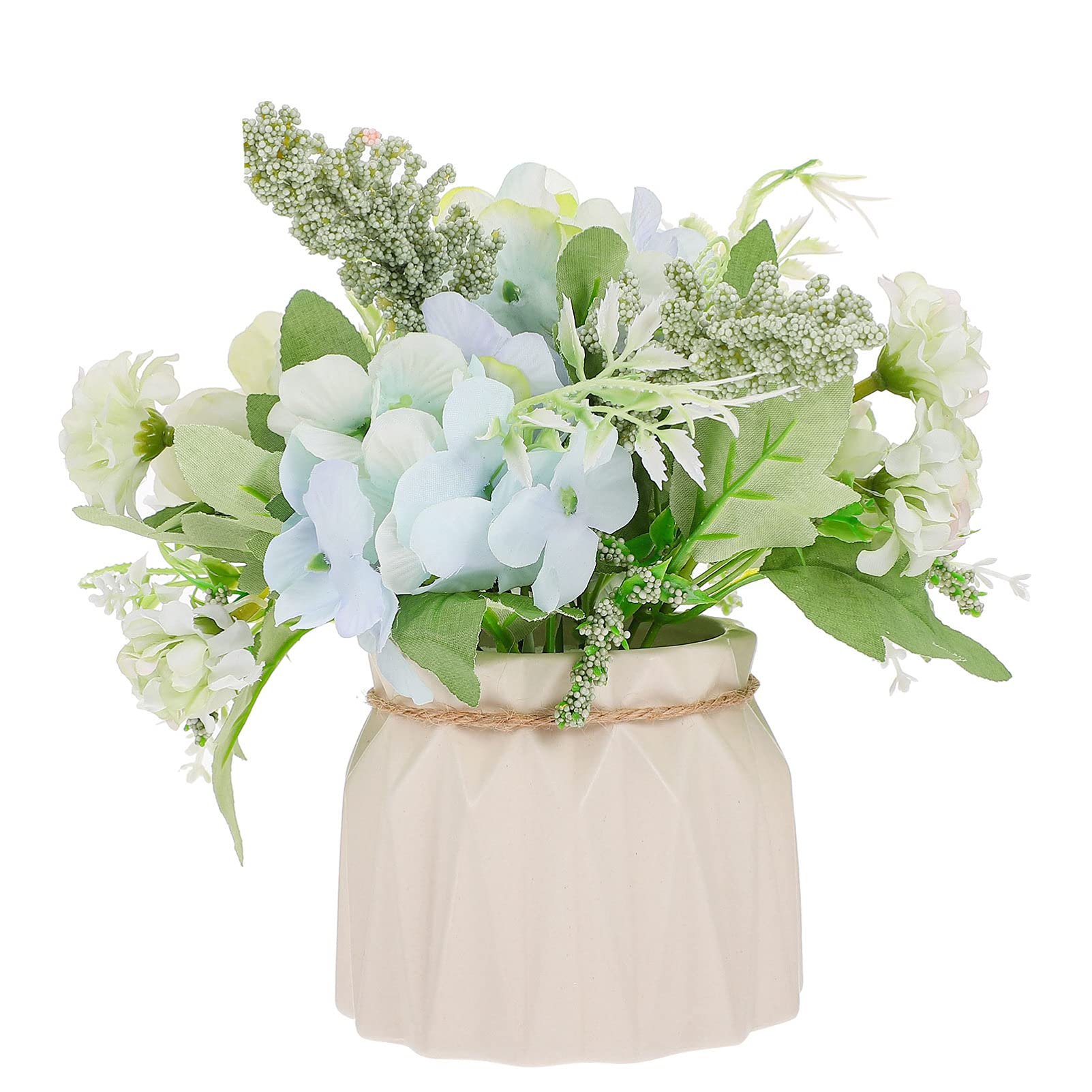 VOSAREA Artificial Rose Greenery Set - Silk Rose Flower & Ceramic Vase for Indoor Plants, Desk Decor, Home Office Decor | Faux Plants for Living Room, Bedroom, Wedding Centerpiece Decorations