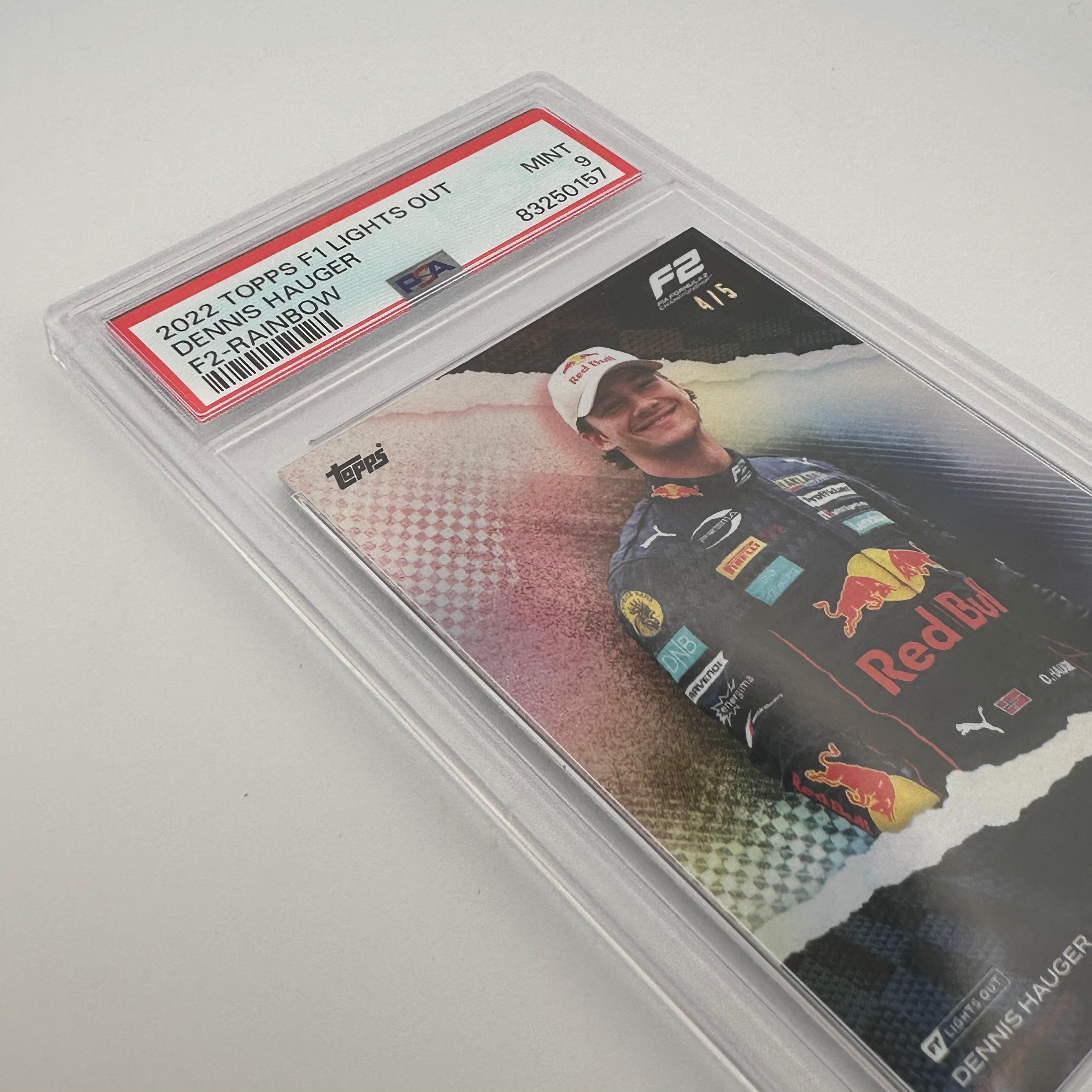 PSA 9 Graded Dennis Hauger F2 Rainbow Parallel Trading Card - Perfect for Collectors, Investors & Racing Fans