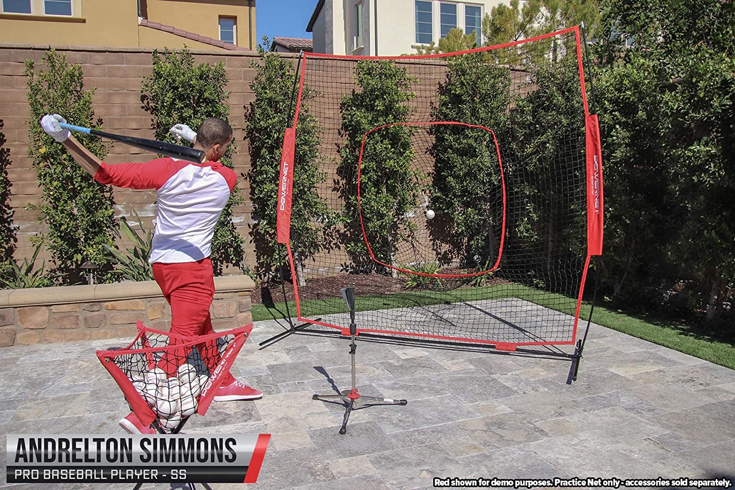 PowerNet 8x8 Baseball Softball Practice Net with Round Tube Frame - Perfect for Backyard Training & Batting Cage Drills