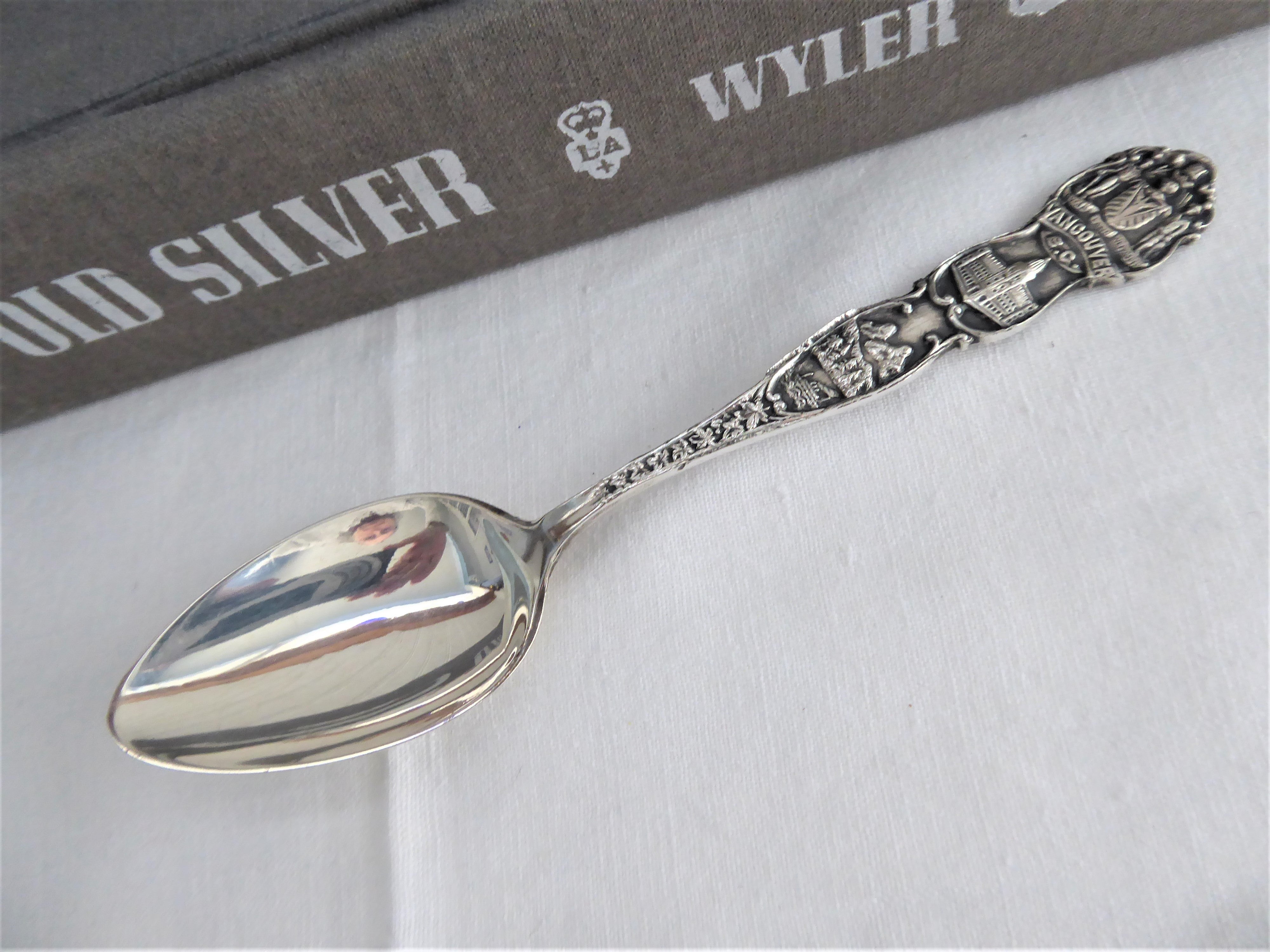 Antique 1900 Joseph Mayer Sterling Silver Souvenir Spoon - Vancouver BC Fully Embossed Collectible - Perfect for Display, Gift Giving & Historical Collections