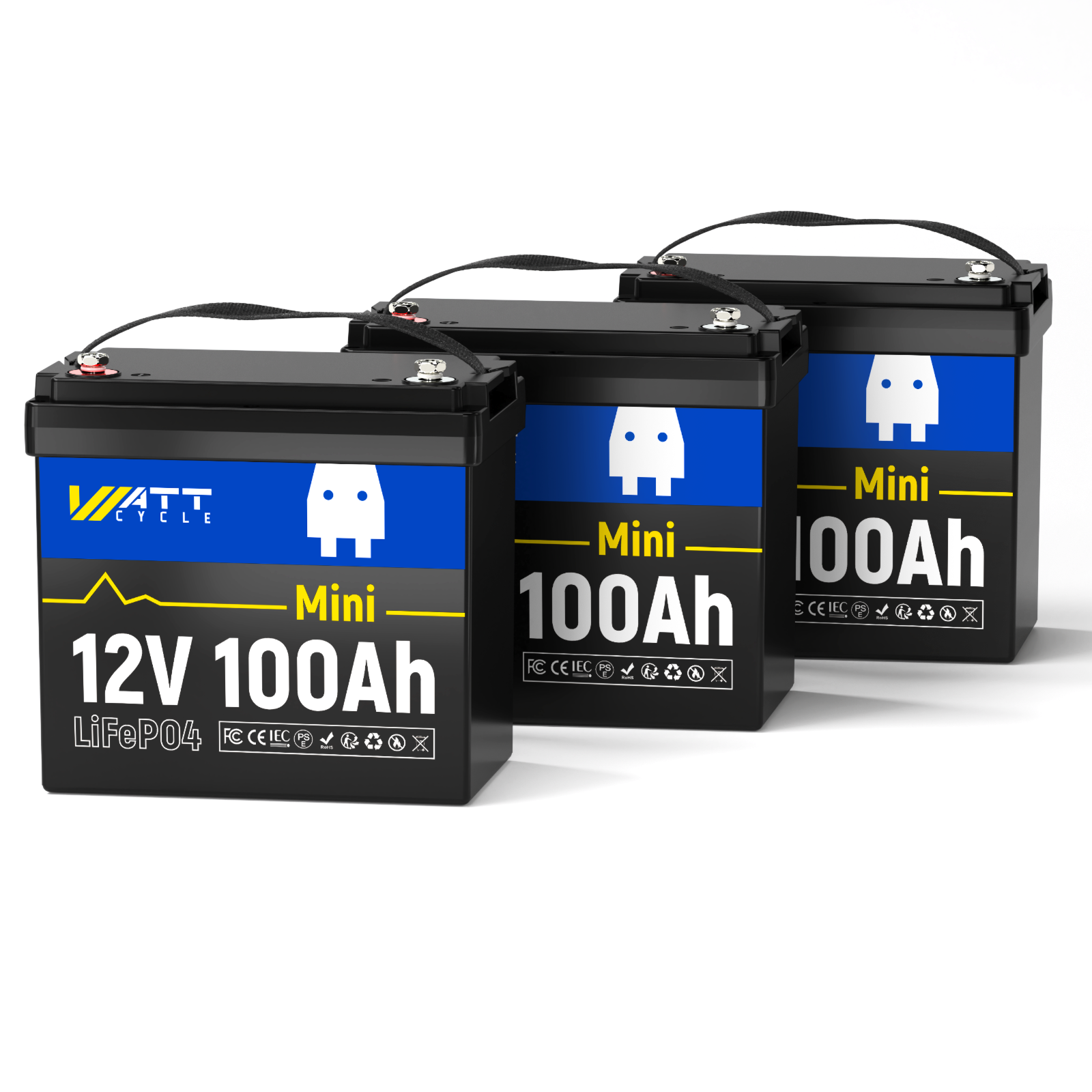 12V 100Ah Mini LiFePO4 Battery with Bluetooth - Lightweight Lithium Iron Phosphate Deep Cycle Battery for RV, Solar, Marine & Off-Grid Power - Perfect for Camping, Boating and Emergency Backup