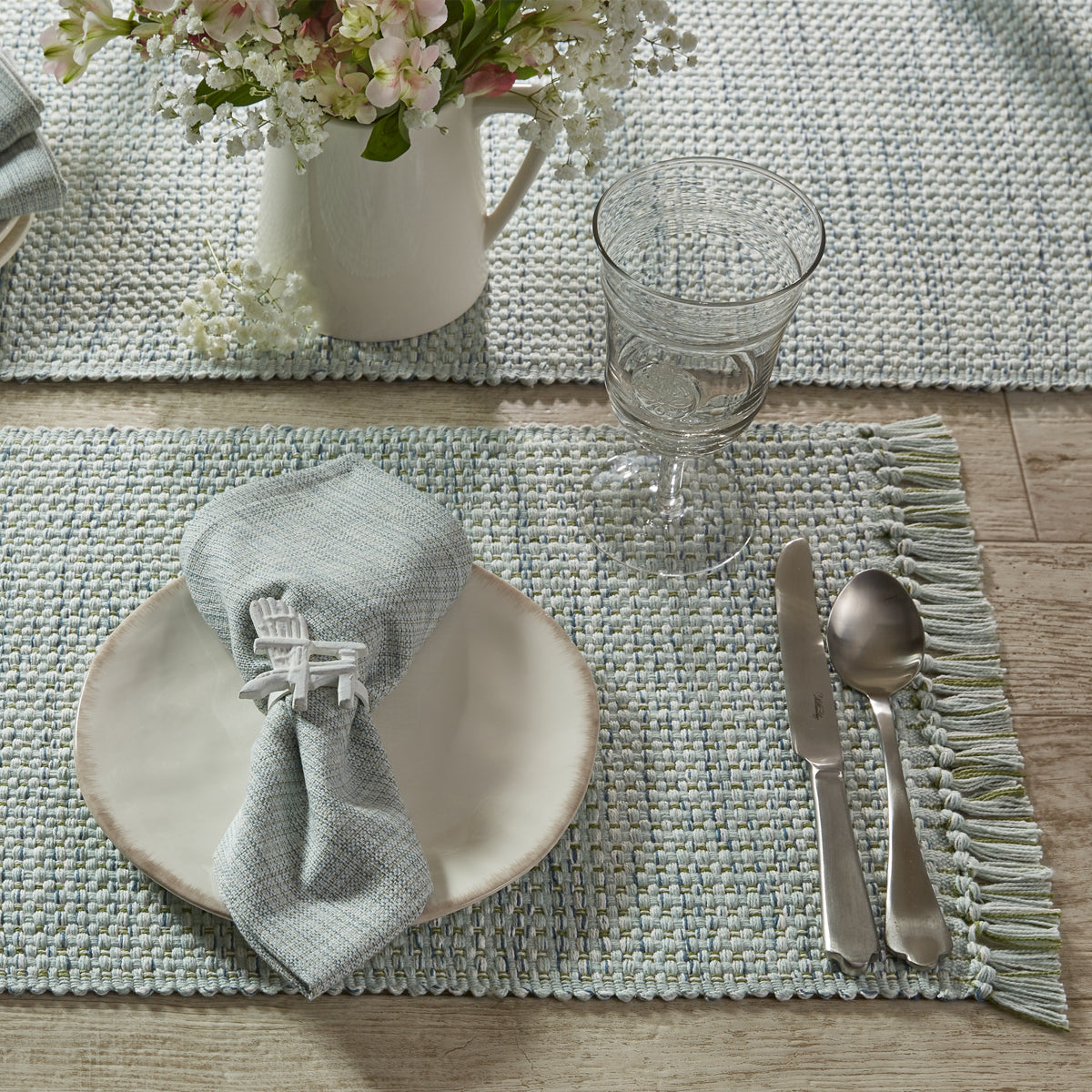Basketweave 54-Inch Table Runner in Barely Blue - Elegant Dining Decor for Weddings, Parties & Holiday Tablescapes