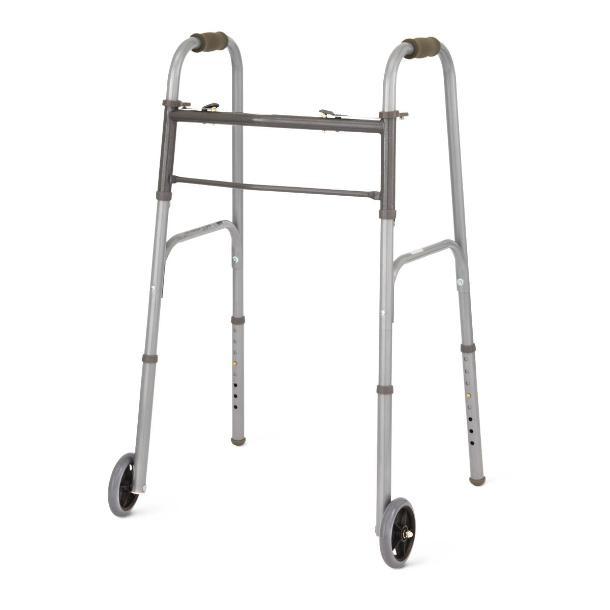 Lightweight Adjustable Folding Walker for Adults with 2-Button Release - Mobility Aid for Seniors & Recovery (Indoor/Outdoor Use)