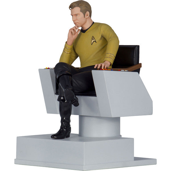 Star Trek TOS Captain Kirk on Chair Statue Bookend - Classic TV Show Collectible for Fans - Perfect for Bookshelf Decor and Sci-Fi Memorabilia Display