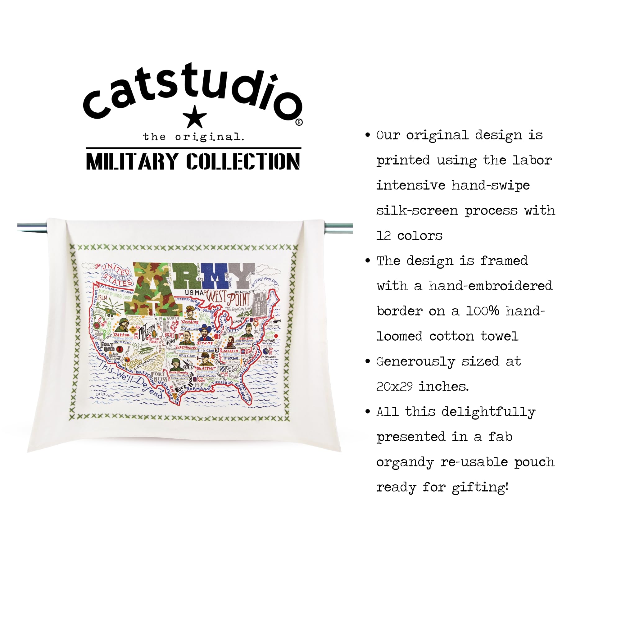 Catstudio Army Dish & Hand Towel Set - Absorbent Cotton Kitchen, Bar & Bathroom Towels for Drying Dishes, Hands & Cleaning | Perfect for Home, Restaurants & Gifts