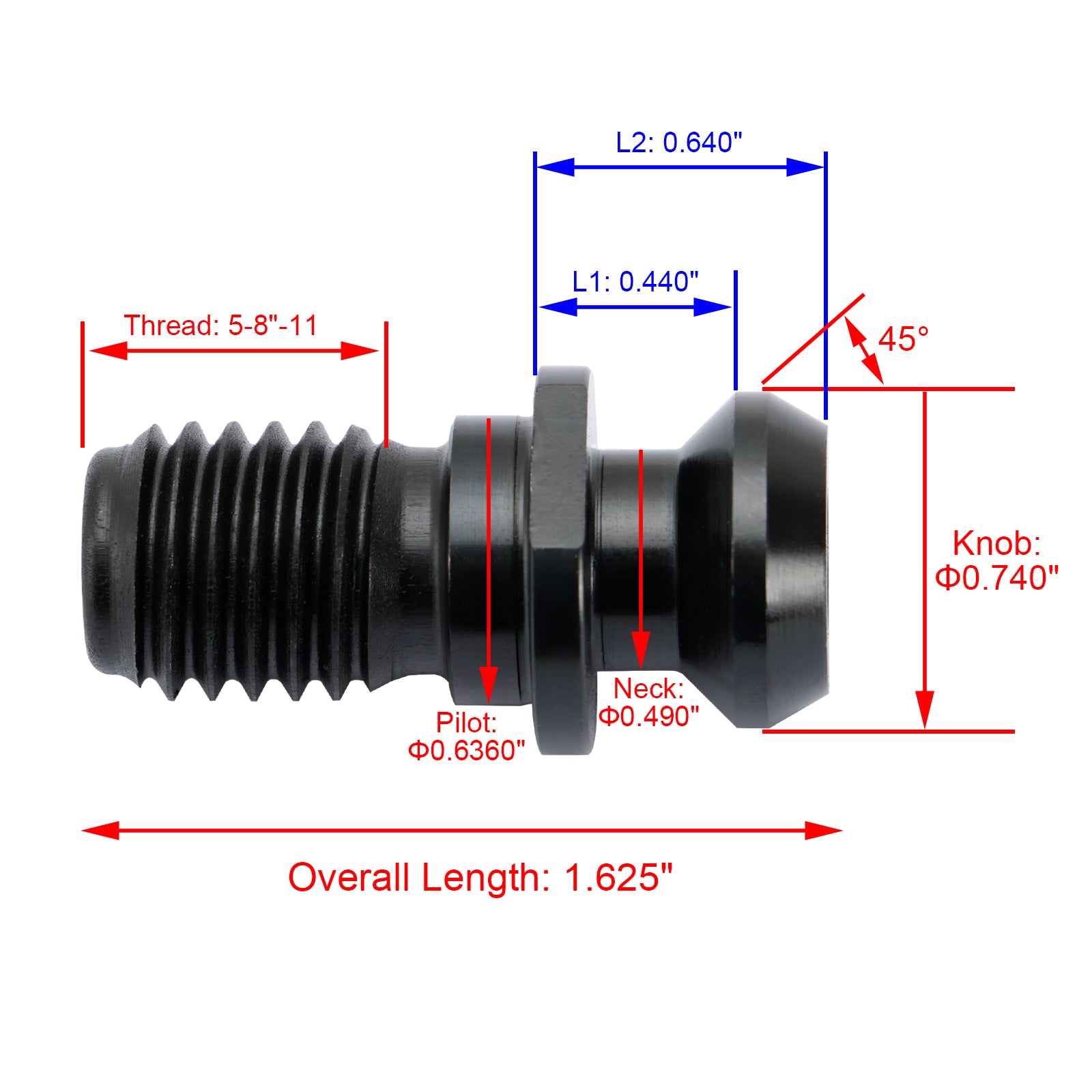 10 Pcs CAT40 45° 0.740 Pull Stud Retention Knob for Mazak Fadal CNC Machines - High Precision Tool Holder Accessories for Milling, Drilling & Lathe Operations