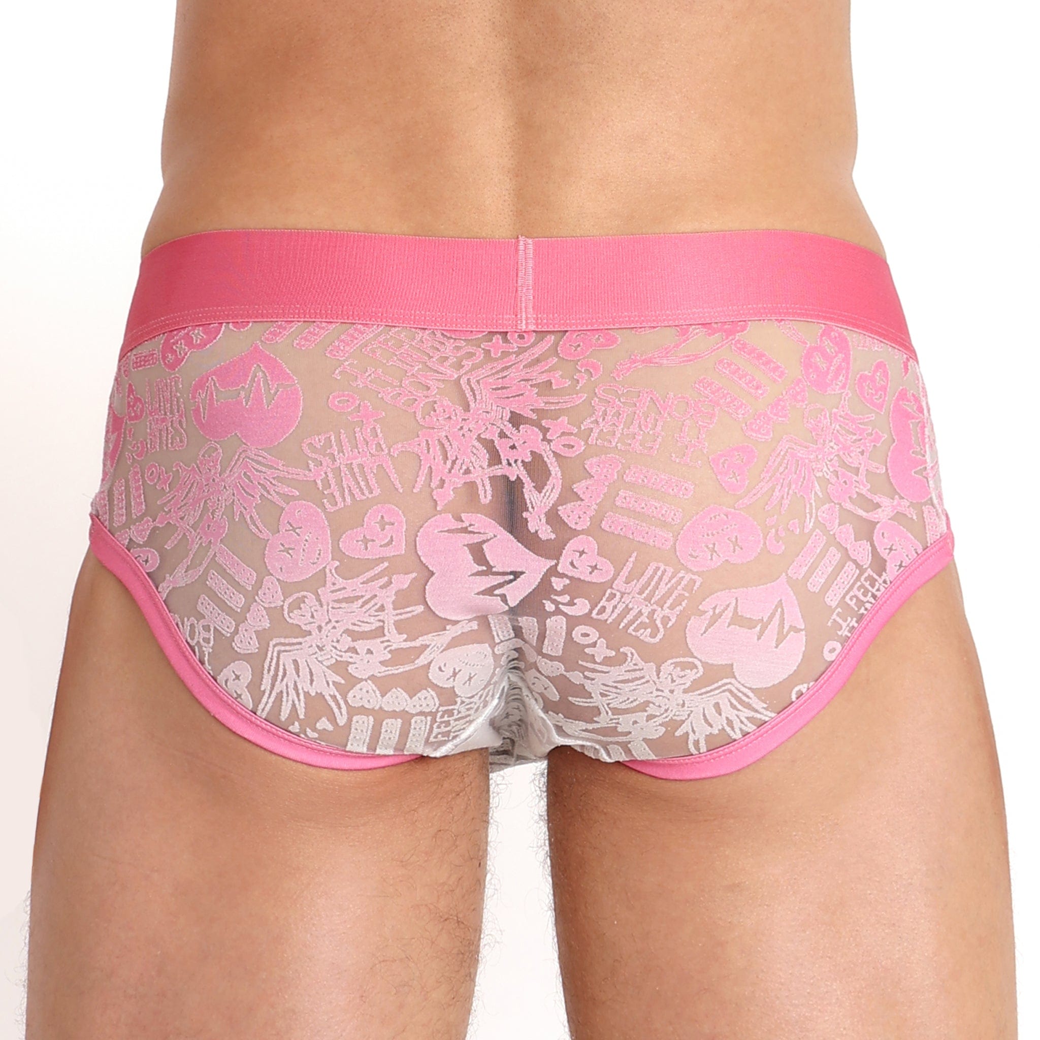 Love Bites Burnout Pink Ombre Brief - Sexy Lingerie Panties for Women, Comfortable Cotton Underwear, Valentine's Day Gift - Perfect for Romantic Nights & Special Occasions