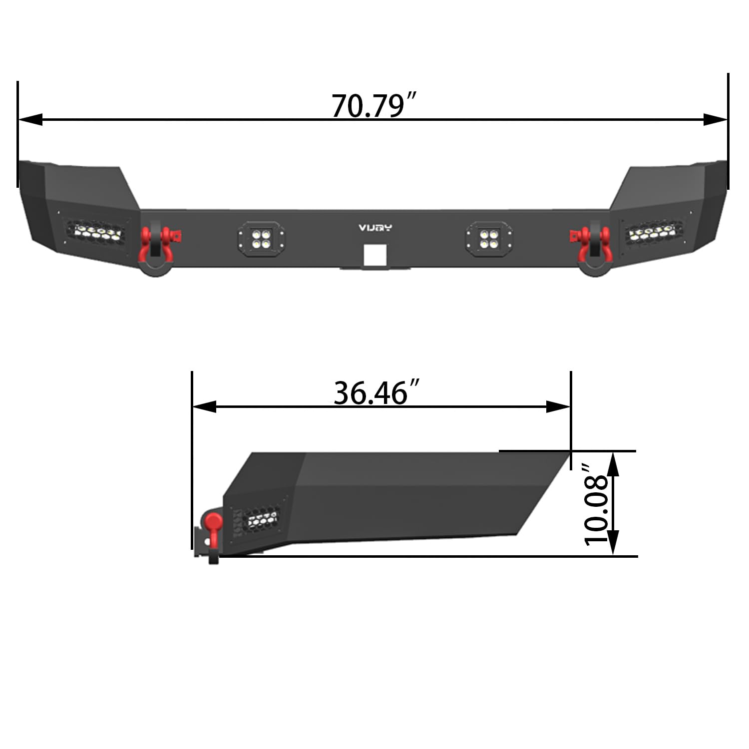 1999-2004 Jeep Grand Cherokee WJ Rear Bumper with Textured Black Finish, 4 LED Lights & D-Ring Tow Hooks - Off-Road Protection & Recovery Accessory for Adventure & Towing