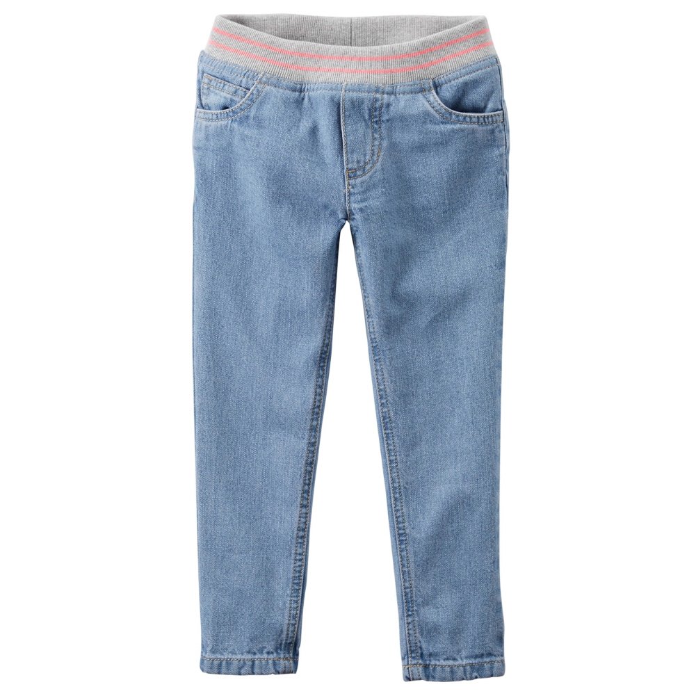 Carters Baby Girls Pull-On Ribbed Waistband Jeans - Bonita Blue - Size 9 Months | Soft Stretch Denim for Easy Dressing | Perfect for Playdates, Daycare & Family Outings