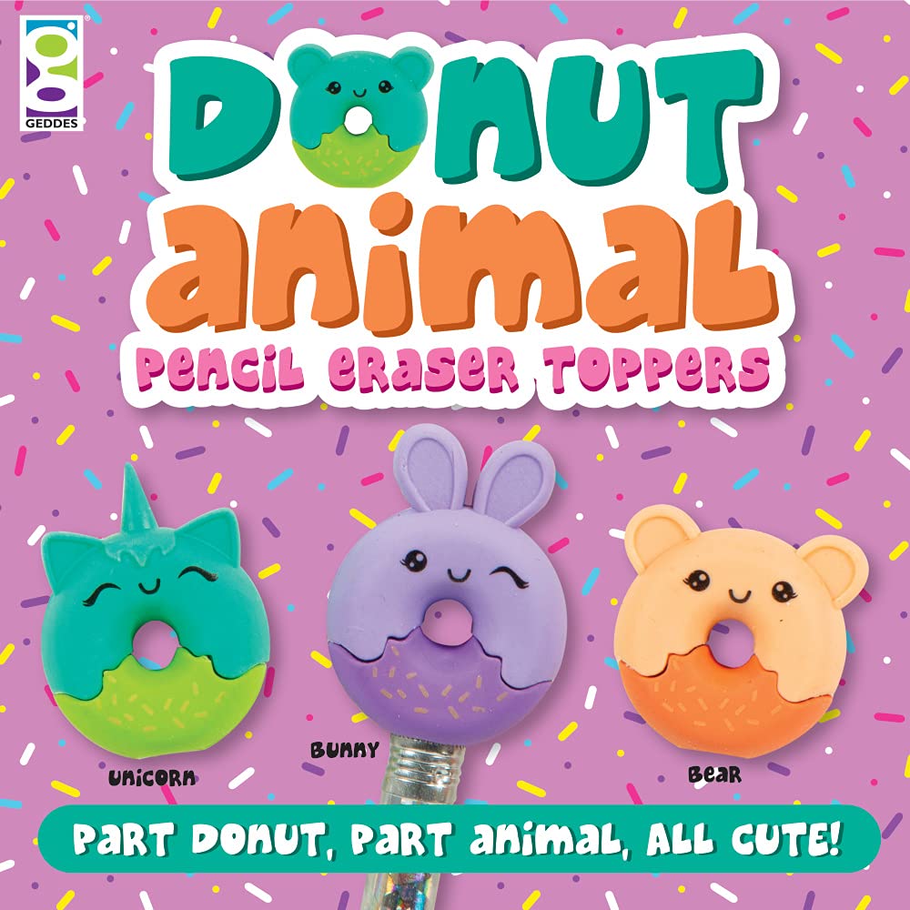 Raymond Geddes Donut Pencil Top Erasers - 48 Pack Fun Eraser Caps for Kids, Students & Office Use - Perfect for School Supplies, Homework & DIY Crafts