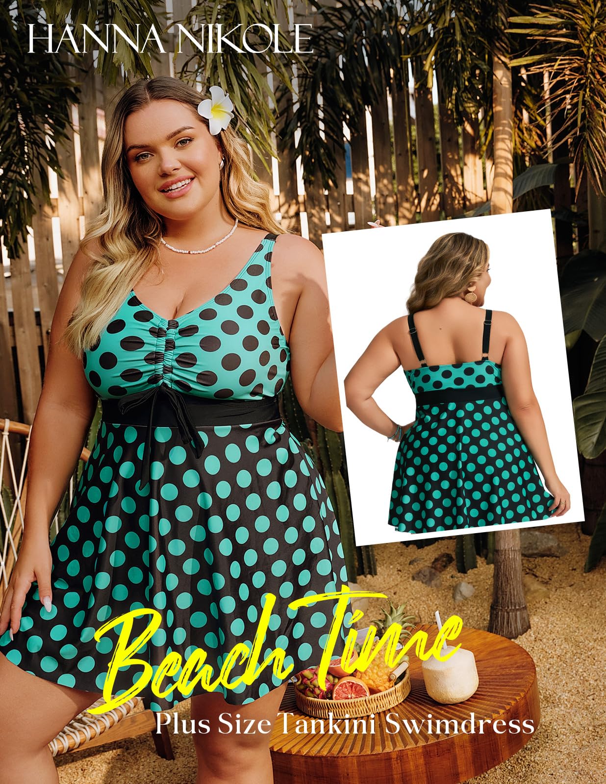 Hanna Nikole Women's Plus Size Tankini Swimdress Two Piece Swimsuit - Tummy Control Flowy Design with Boyshorts | Perfect for Beach Vacation, Pool Party & Summer Getaways