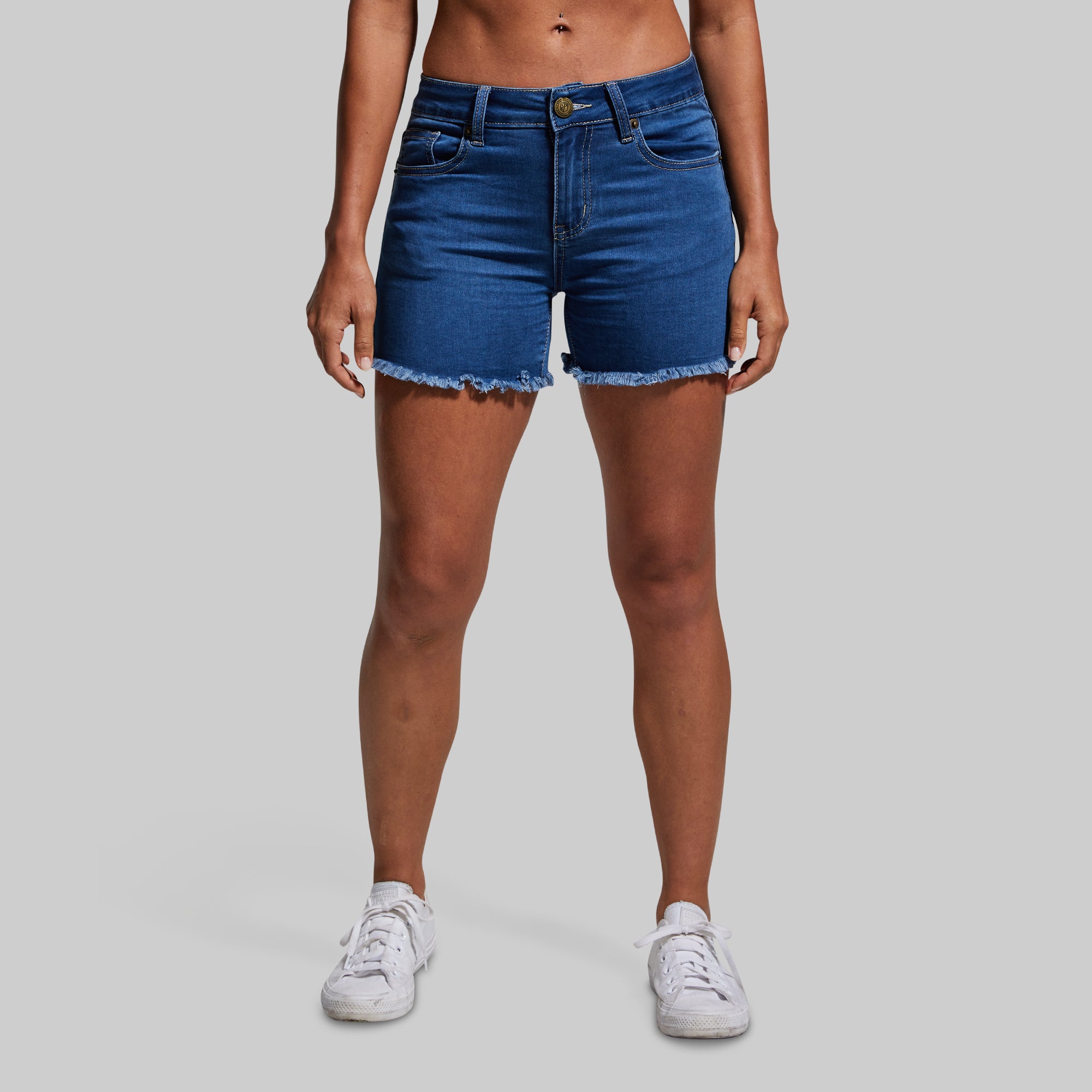FLEX Stretchy Jean Shorts for Women - Mid Wash Denim Shorts | Comfortable & Stylish for Casual Wear, Summer Outfits, and Beach Vacations