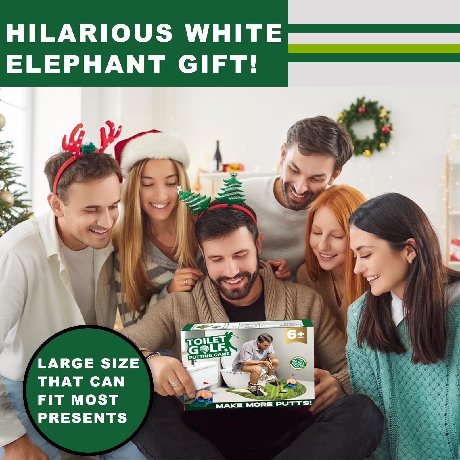2 PCS Toilet Golf Game Gag Gift Box - Funny Fake Present Box for Pranks & White Elephant Gifts - Perfect for Golfers, Husband, Dad, Brother & Boyfriend - Great for Birthday, Christmas & Office Party Jokes