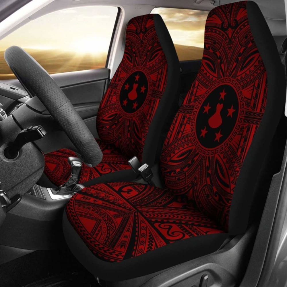 Premium Austral Islands Car Seat Cover - Polynesian Red & Black Design with Coat of Arms | Waterproof & Non-Slip Protection for Cars, SUVs, Trucks | Perfect for Travel, Commuting & Family Road Trips