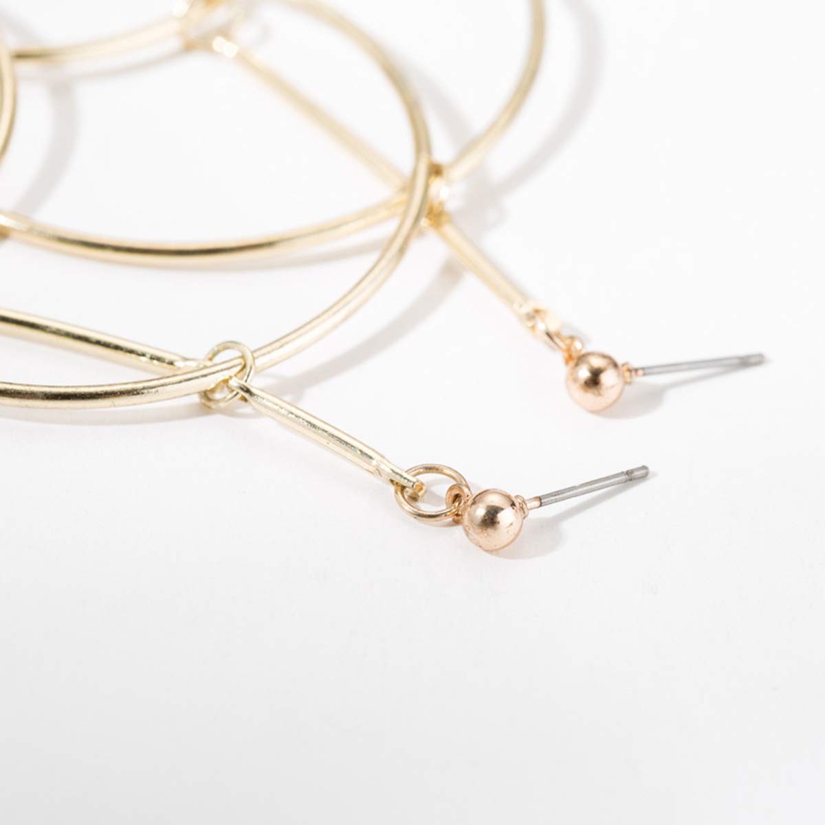 DOUBNINE Large Hoop Earrings for Women - Lightweight Long Chain Drop Dangle Golden Circle Earrings | Perfect for Parties, Weddings & Everyday Wear