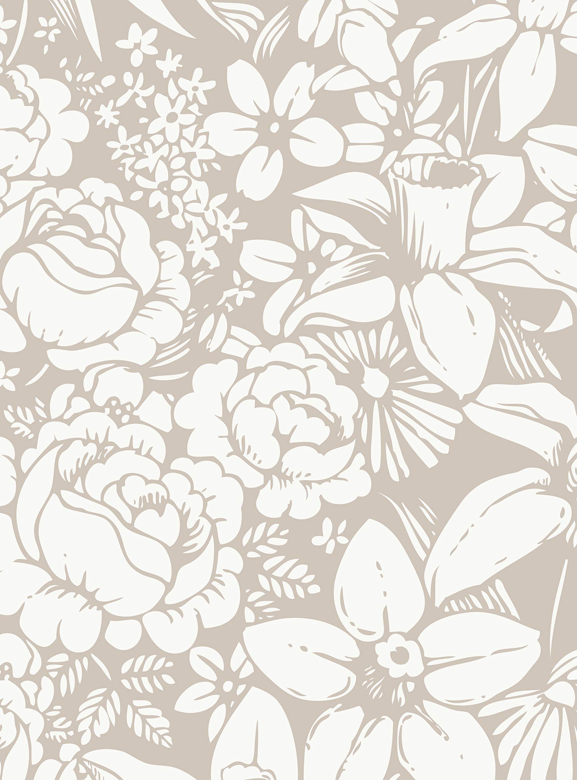 Simple Shapes Flower Land Peel and Stick Wallpaper - Self-Adhesive Removable Wallpaper (2ft x 9ft Single Sheet, Beige) for Bedroom, Nursery, Living Room Decor
