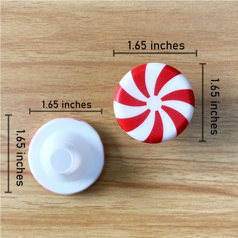 FOTN Red and White Acrylic Candy Cane Cabinet Knob Covers - 24-Pack Silicone Kitchen Cabinet Handles for Christmas Decor, Child Safety, and Home Protection (7-Petal Design) - Perfect for Kitchen, Living Room, Bedroom, and Nursery Cabinets