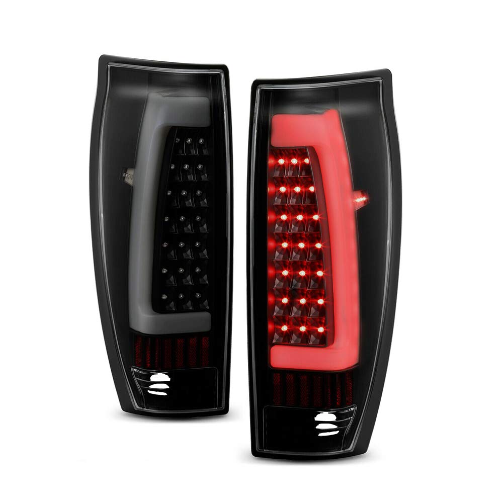 Black Smoked LED Tube Bar Tail Lights Pair for GM Vehicles - 15771437, 15771438, GM2800153, GM2801153 - Upgrade Your Car's Rear Lighting for Enhanced Style & Visibility