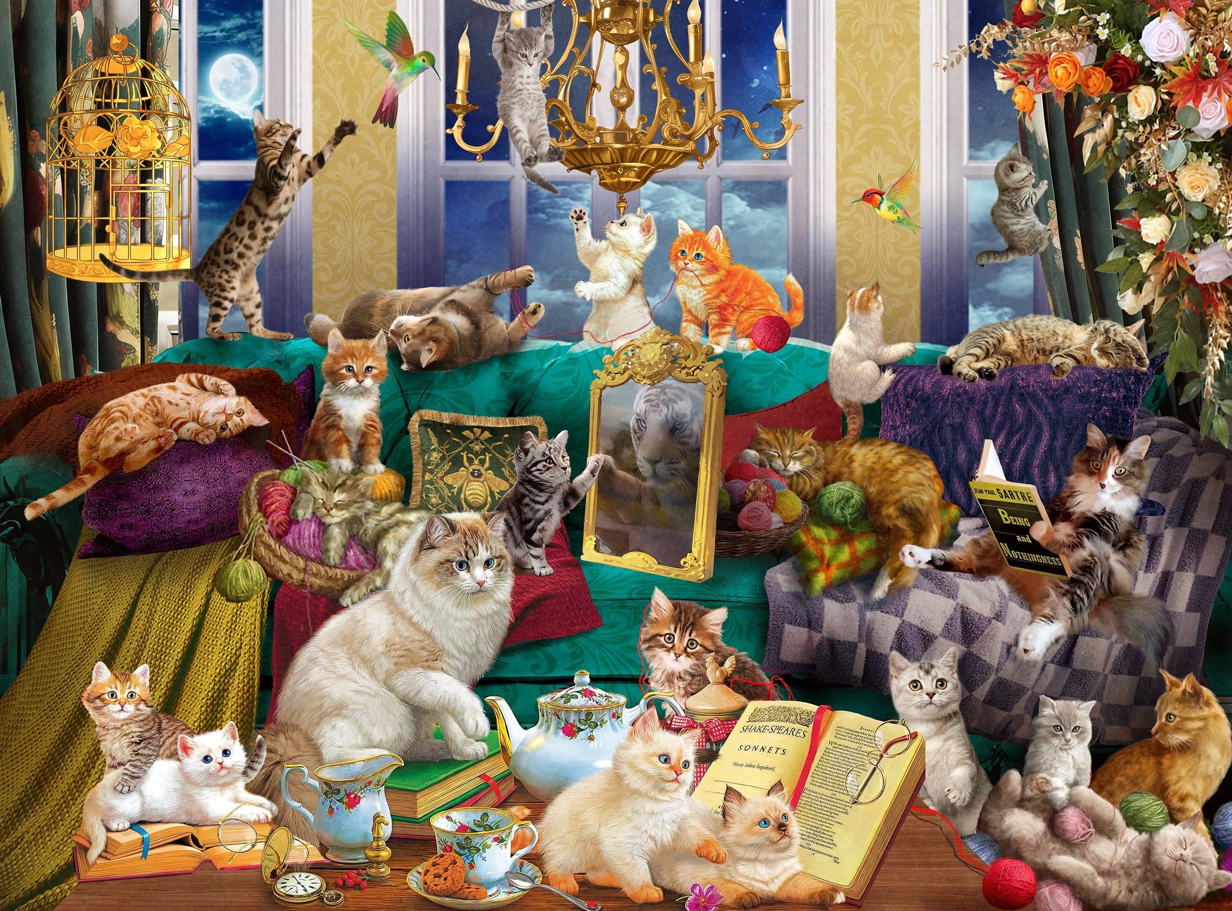 1000 Piece Jigsaw Puzzles for Adults - Challenging Cat Animal Puzzle, 27x20 Inch Large Size - Perfect for Family Game Night, Stress Relief & Home Decor Gift