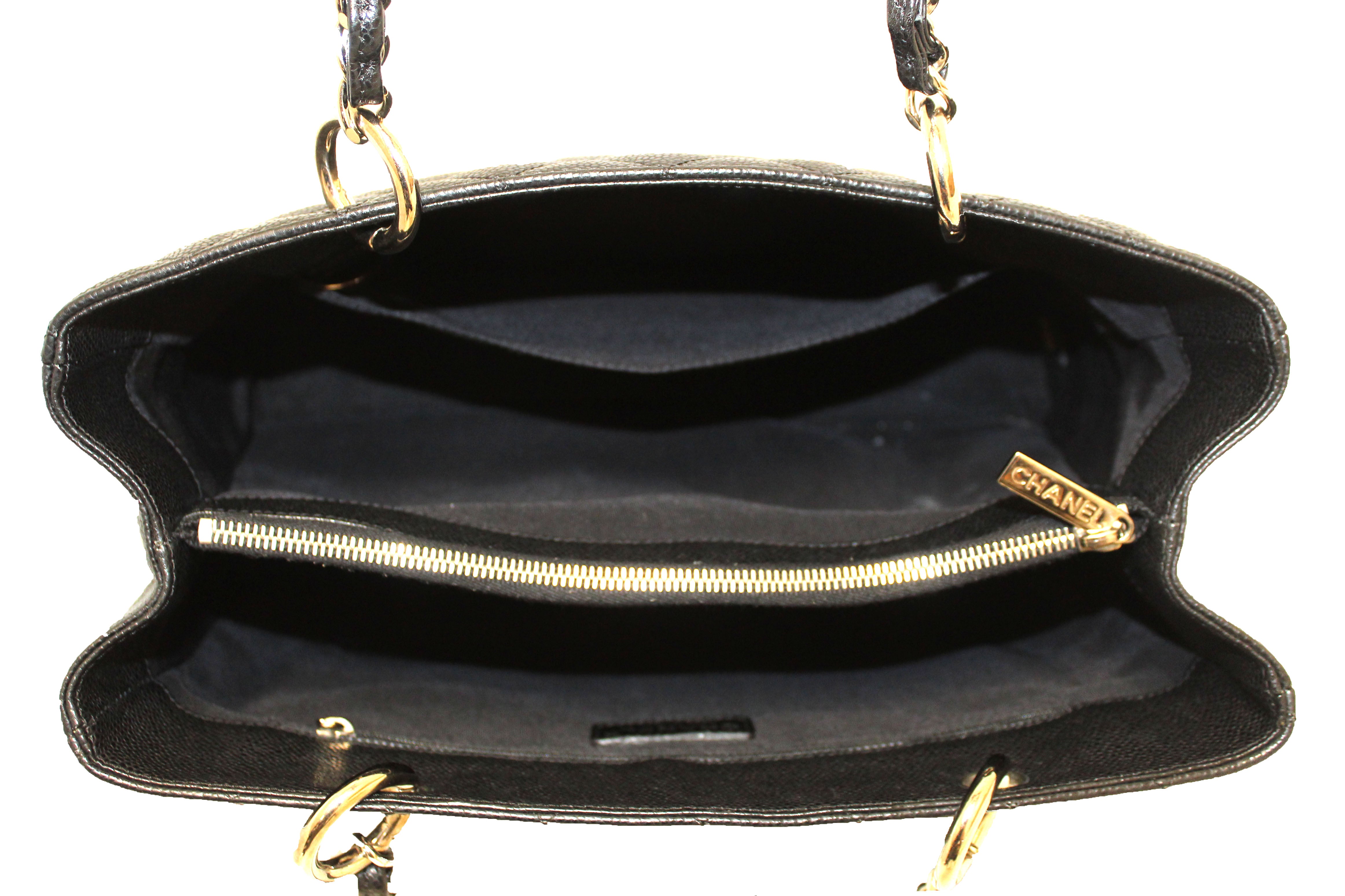 Authentic Chanel Black Quilted Caviar Leather Grand Shopping Tote Shoulder Bag for Women - Luxury Designer Handbag for Work, Travel & Everyday Use