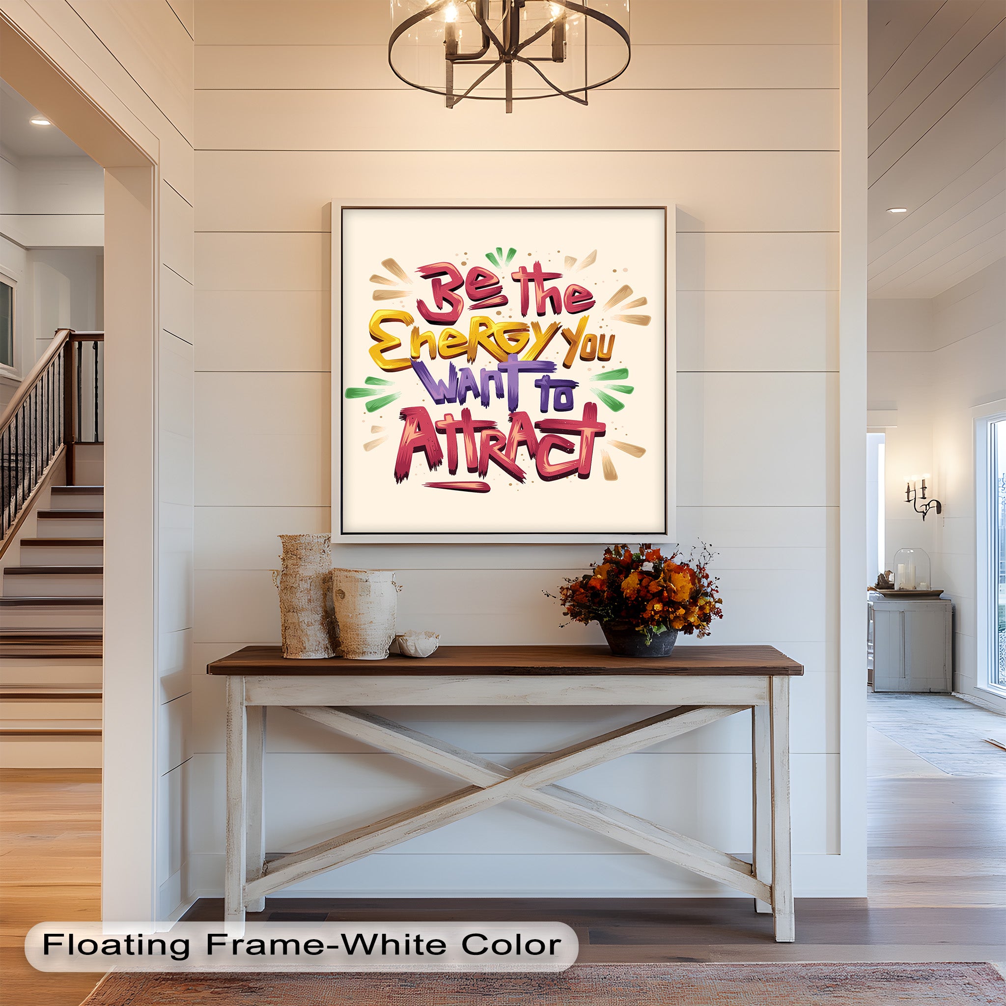 Inspirational Oil Painting - Be the Energy You Want to Attract - Motivational Wall Art for Home, Office & Meditation Space