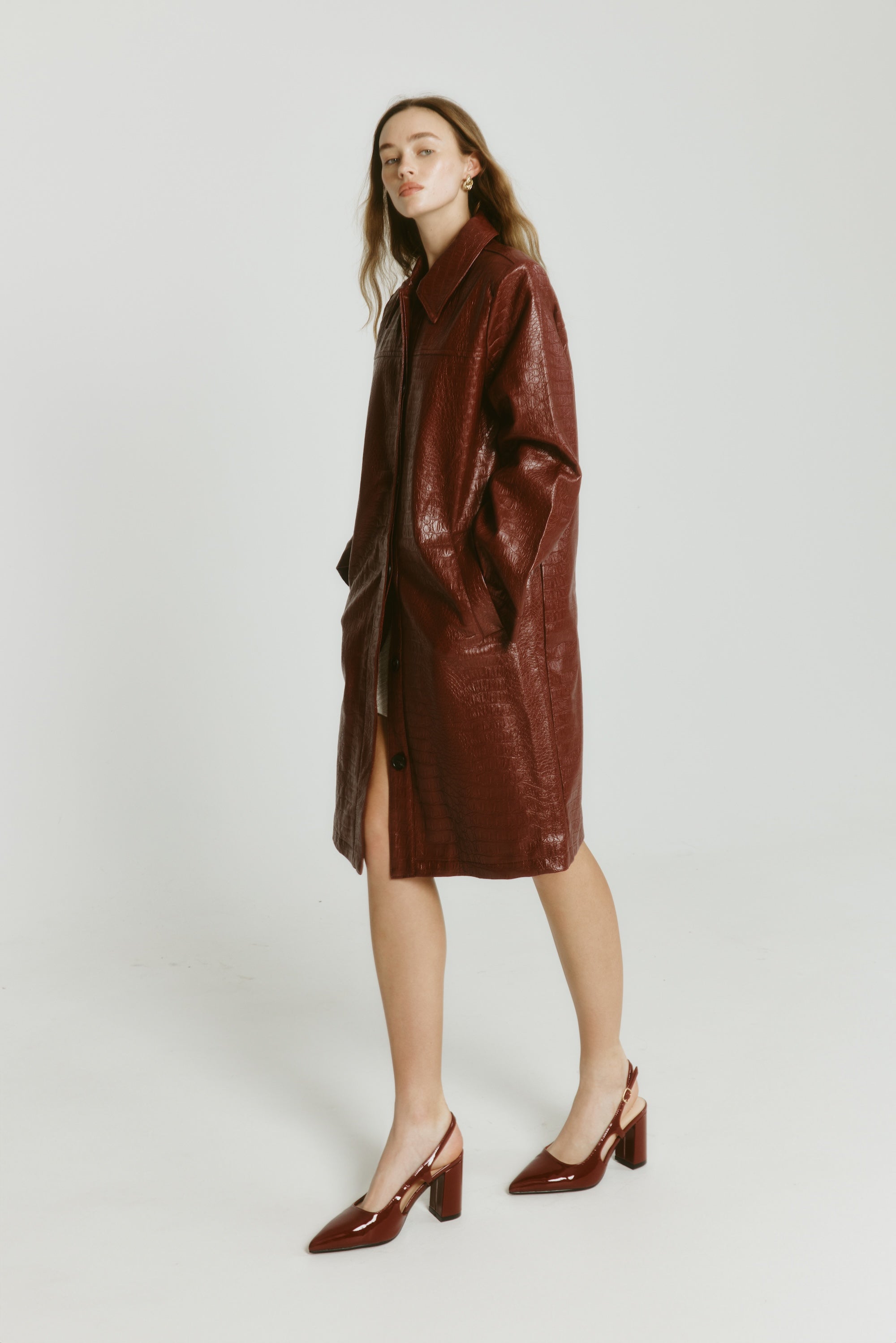 Elton Slingback Block Heels - Women's Wine Patent Leather Chunky Heels for Work, Party & Special Occasions
